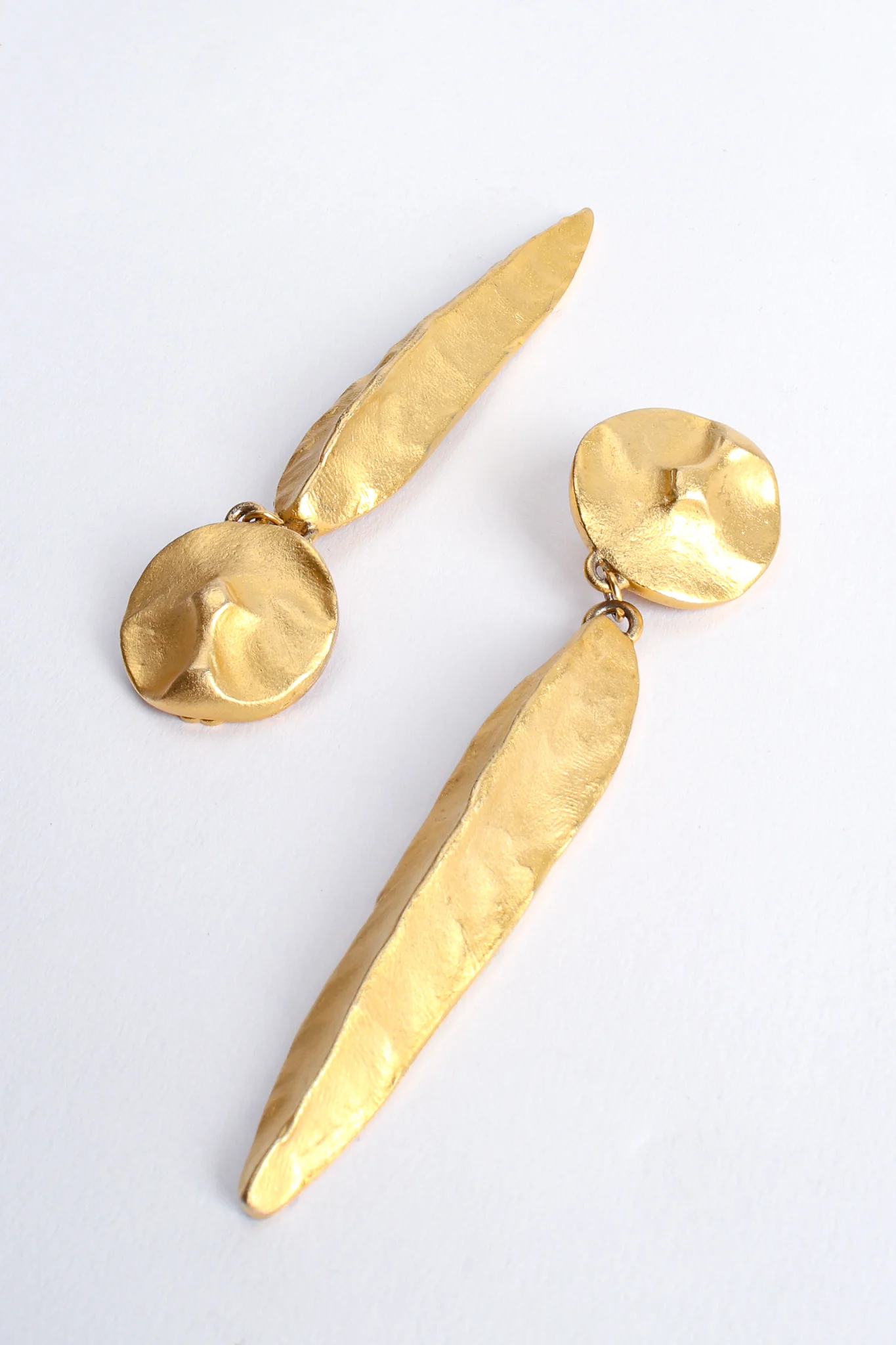 Matte Sculpted Leaf Drop Earrings