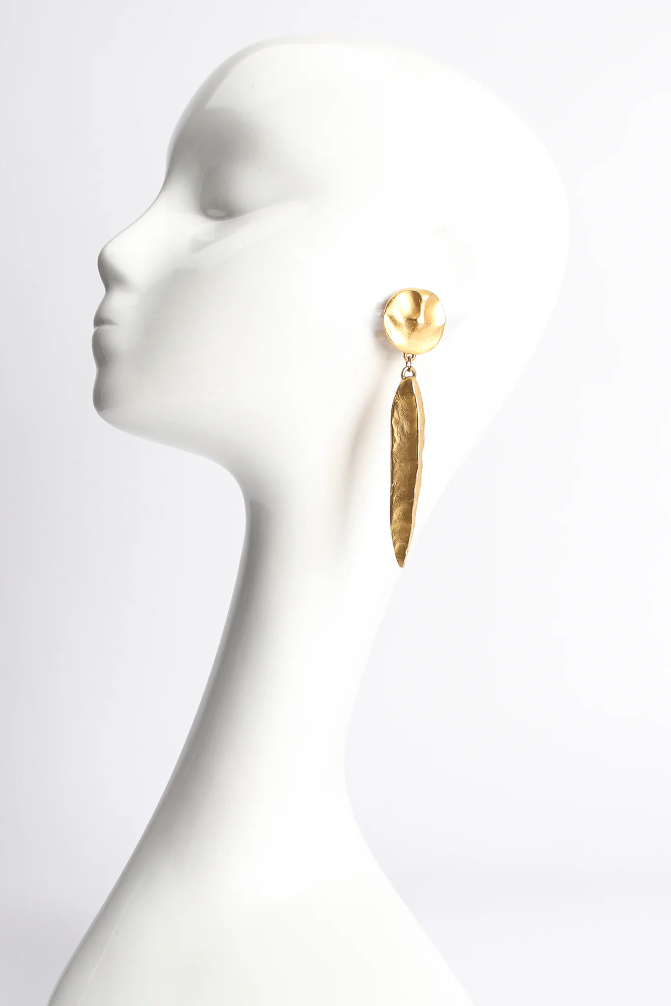 Matte Sculpted Leaf Drop Earrings - Image 2