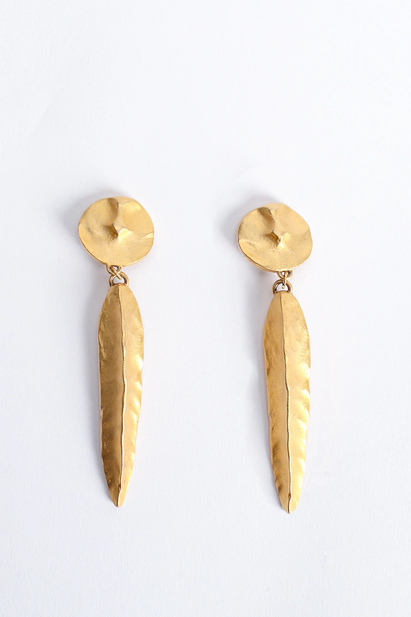 Matte Sculpted Leaf Drop Earrings - Image 3