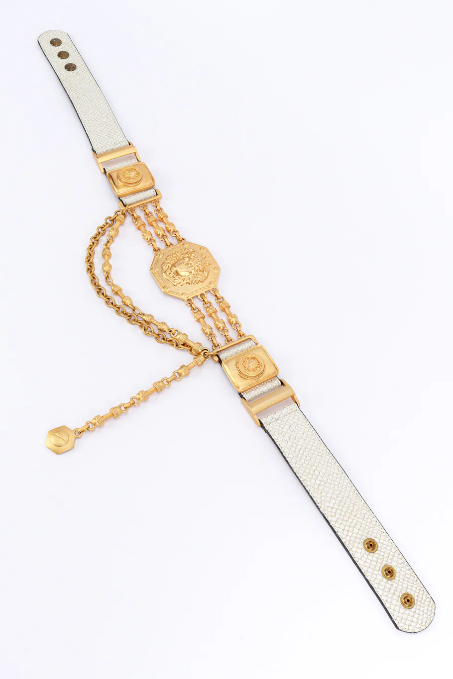 Medusa Medallion Leather Chain Belt - Image 3