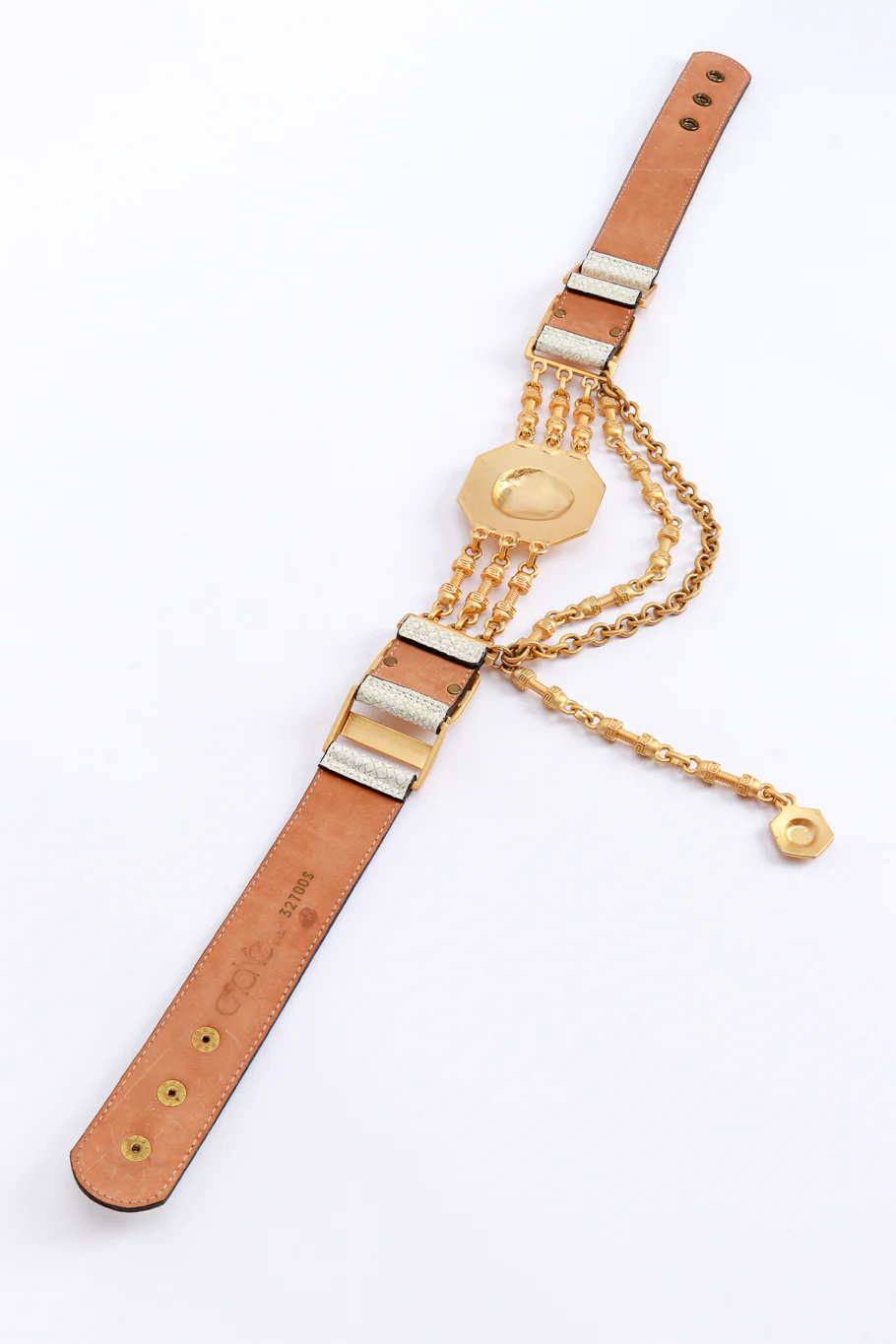 Medusa Medallion Leather Chain Belt - Image 4