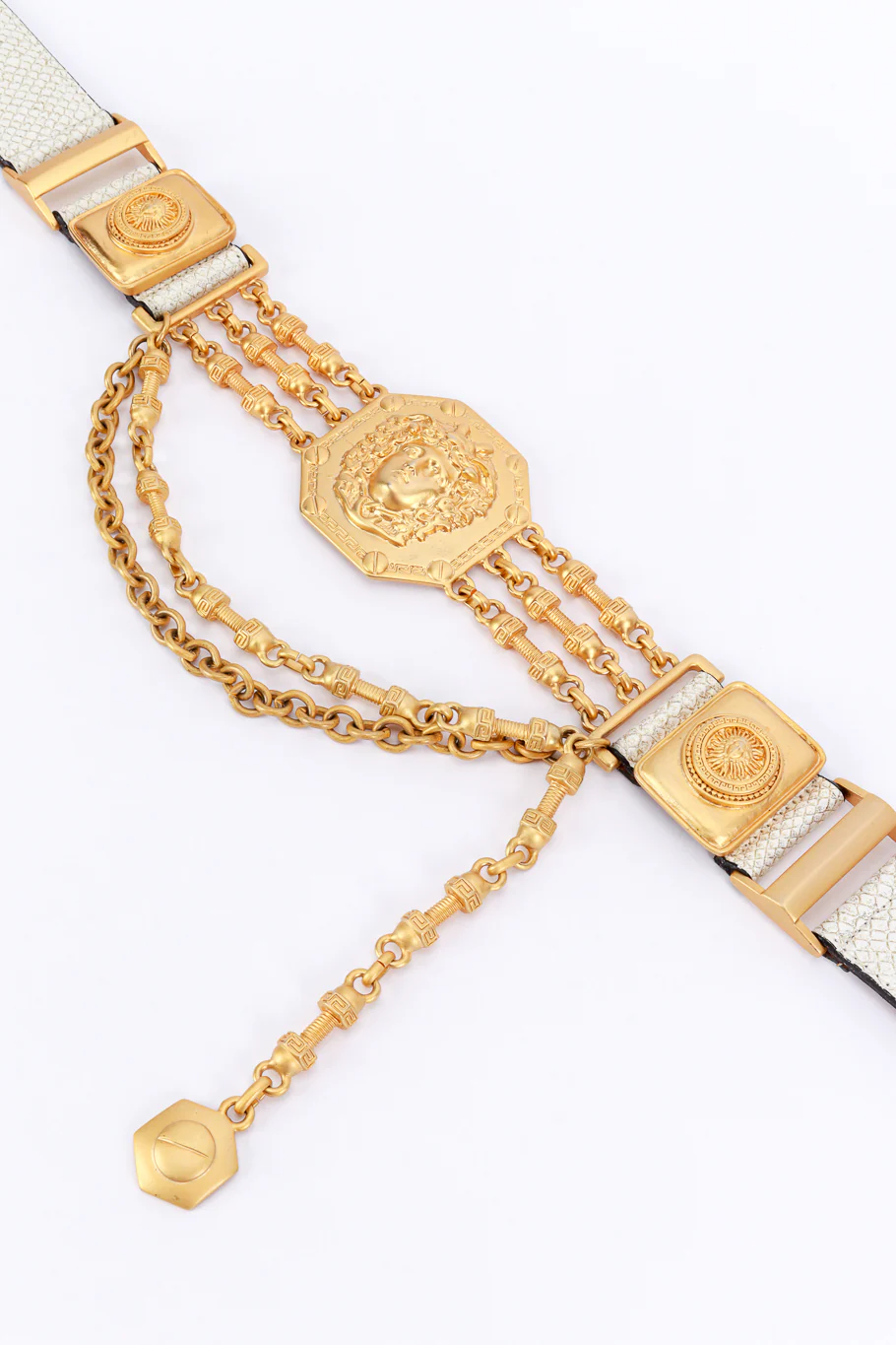 Medusa Medallion Leather Chain Belt - Image 5