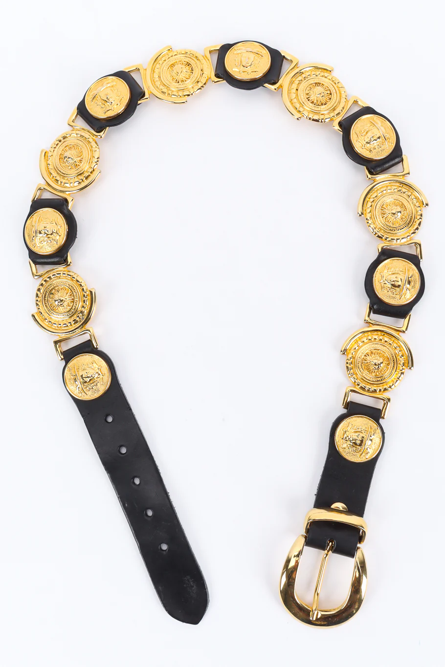 Medusa Sun Emblem Leather Belt