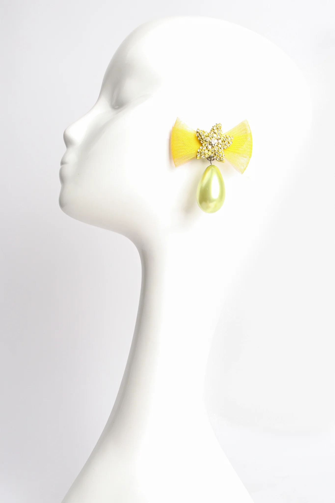 Mesh Bow Drop Earrings - Image 2