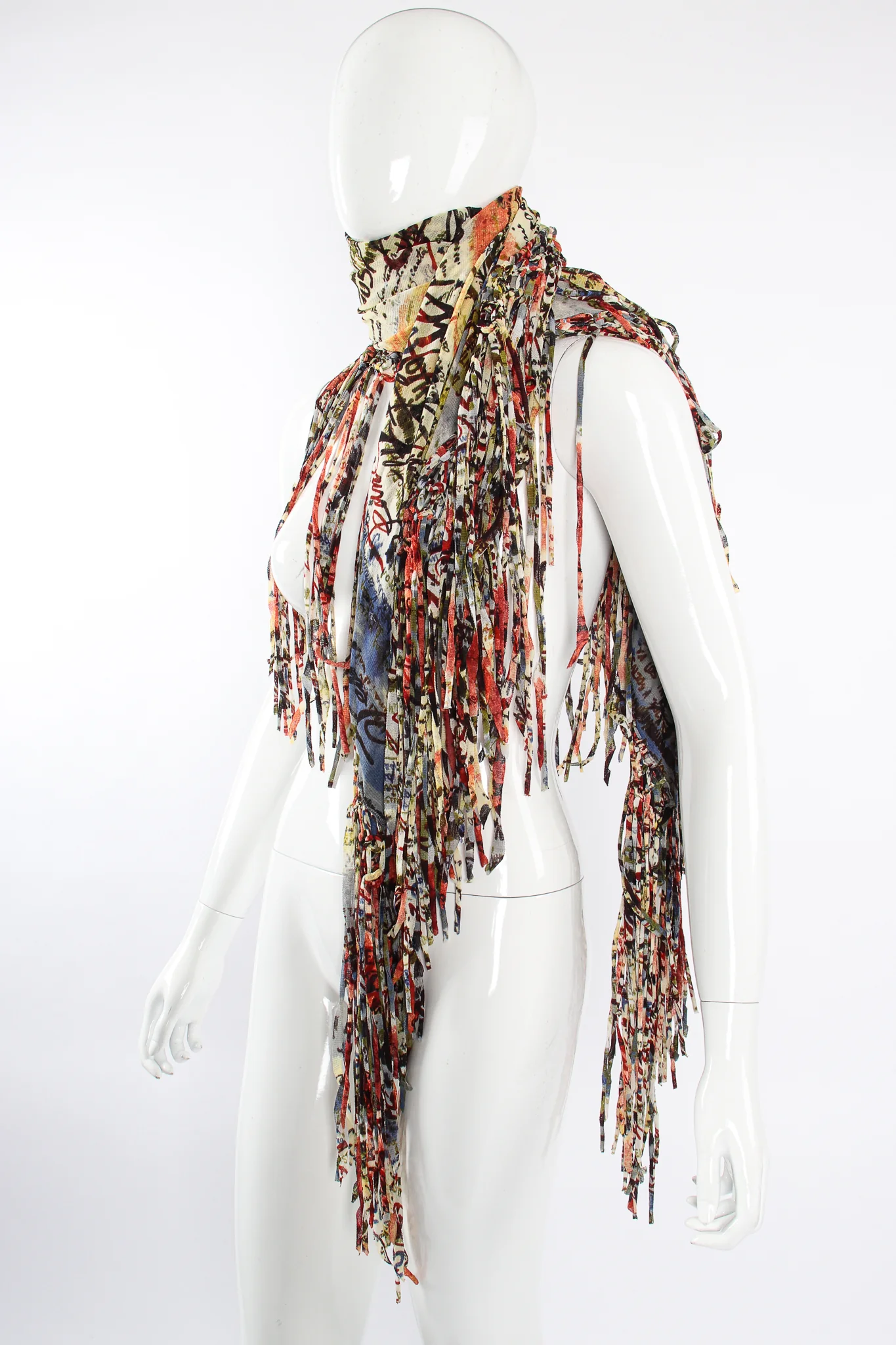 Mesh Calligraphy Watercolor Shawl - Image 3
