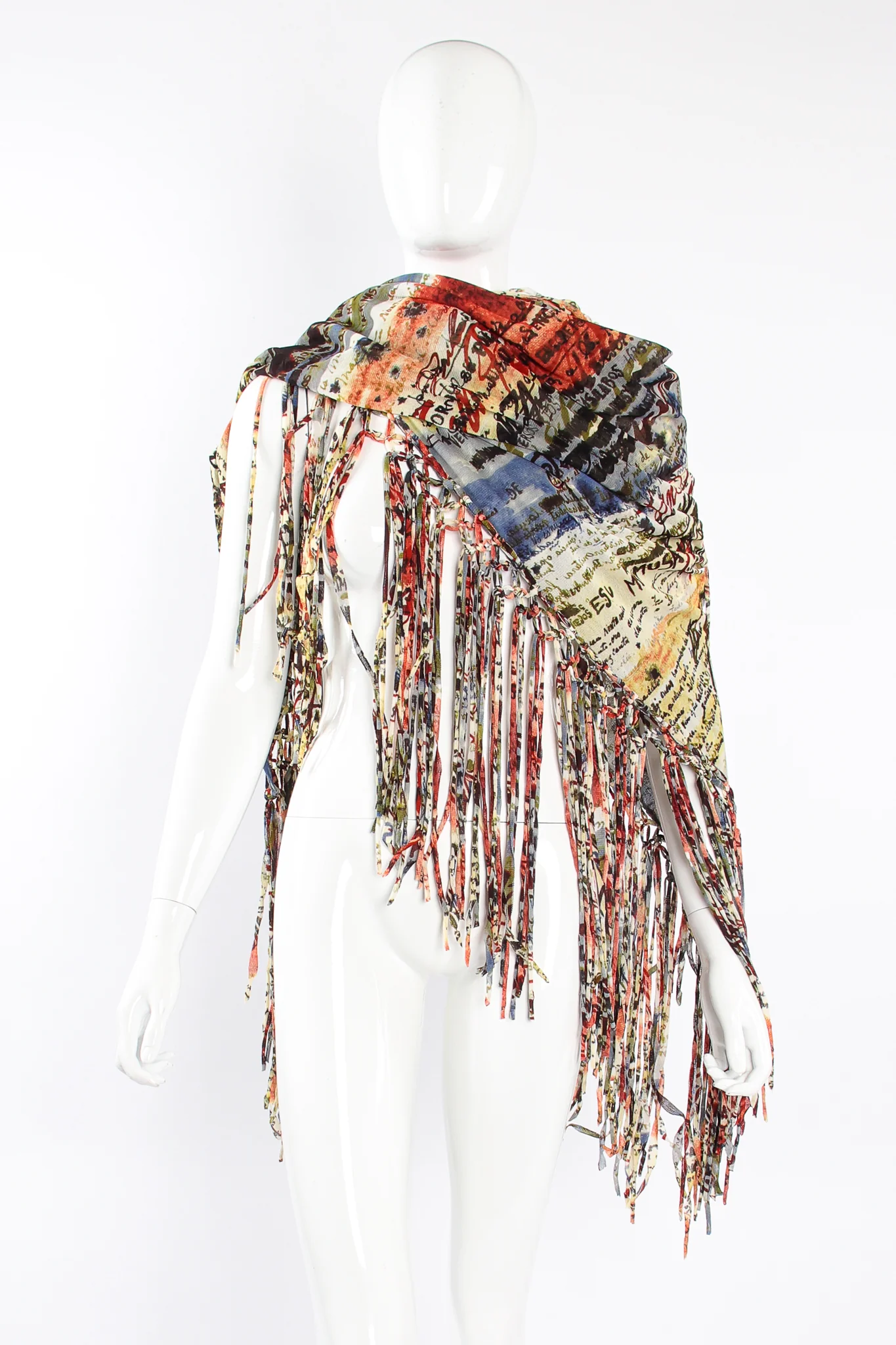 Mesh Calligraphy Watercolor Shawl - Image 4