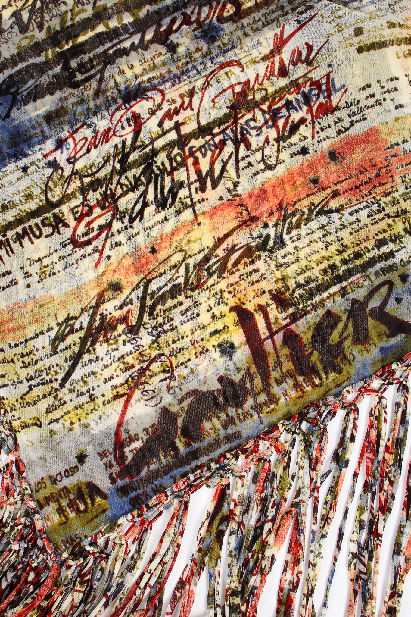 Mesh Calligraphy Watercolor Shawl - Image 6