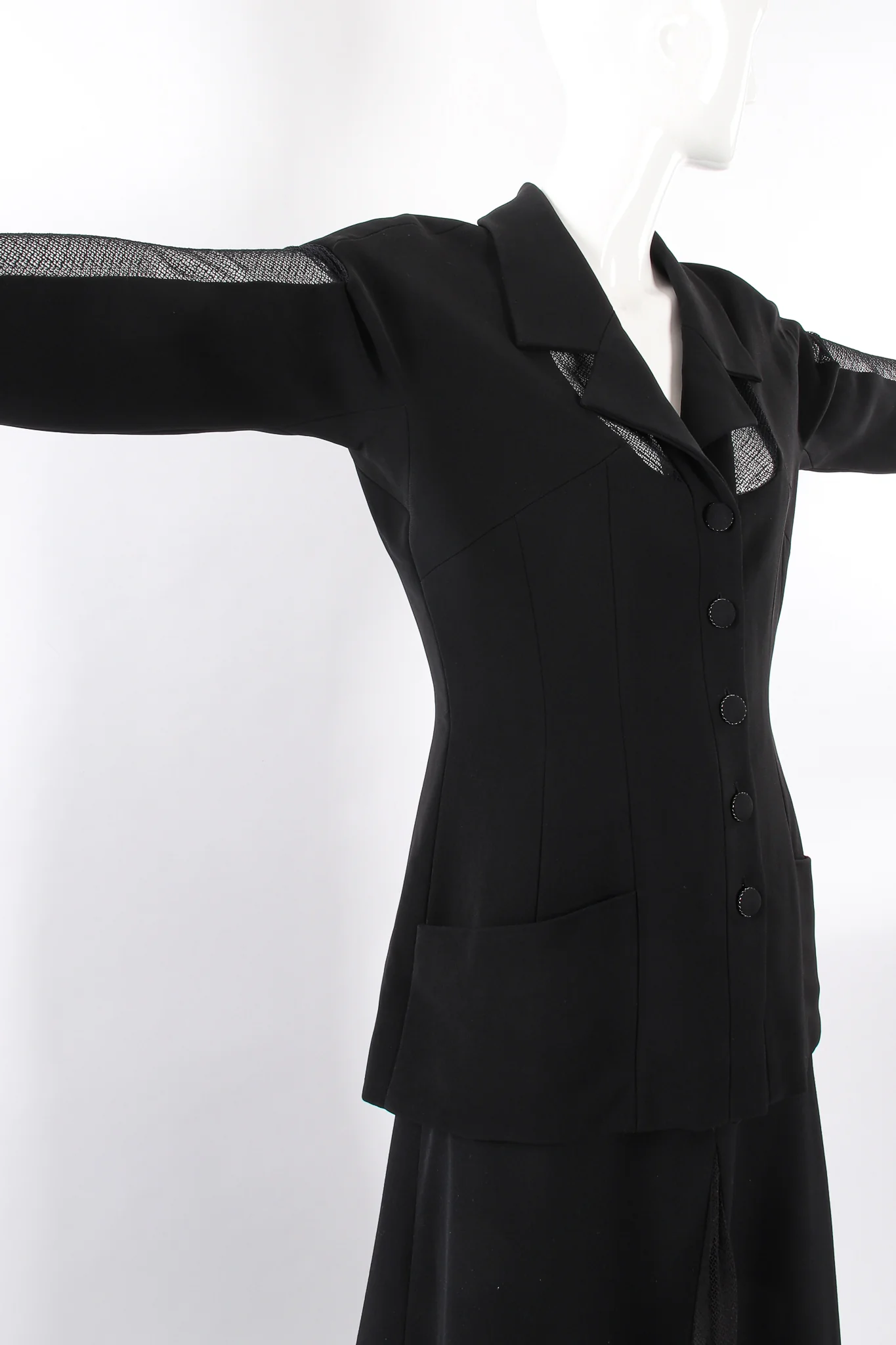 Mesh Cutout Jacket & Skirt Set
