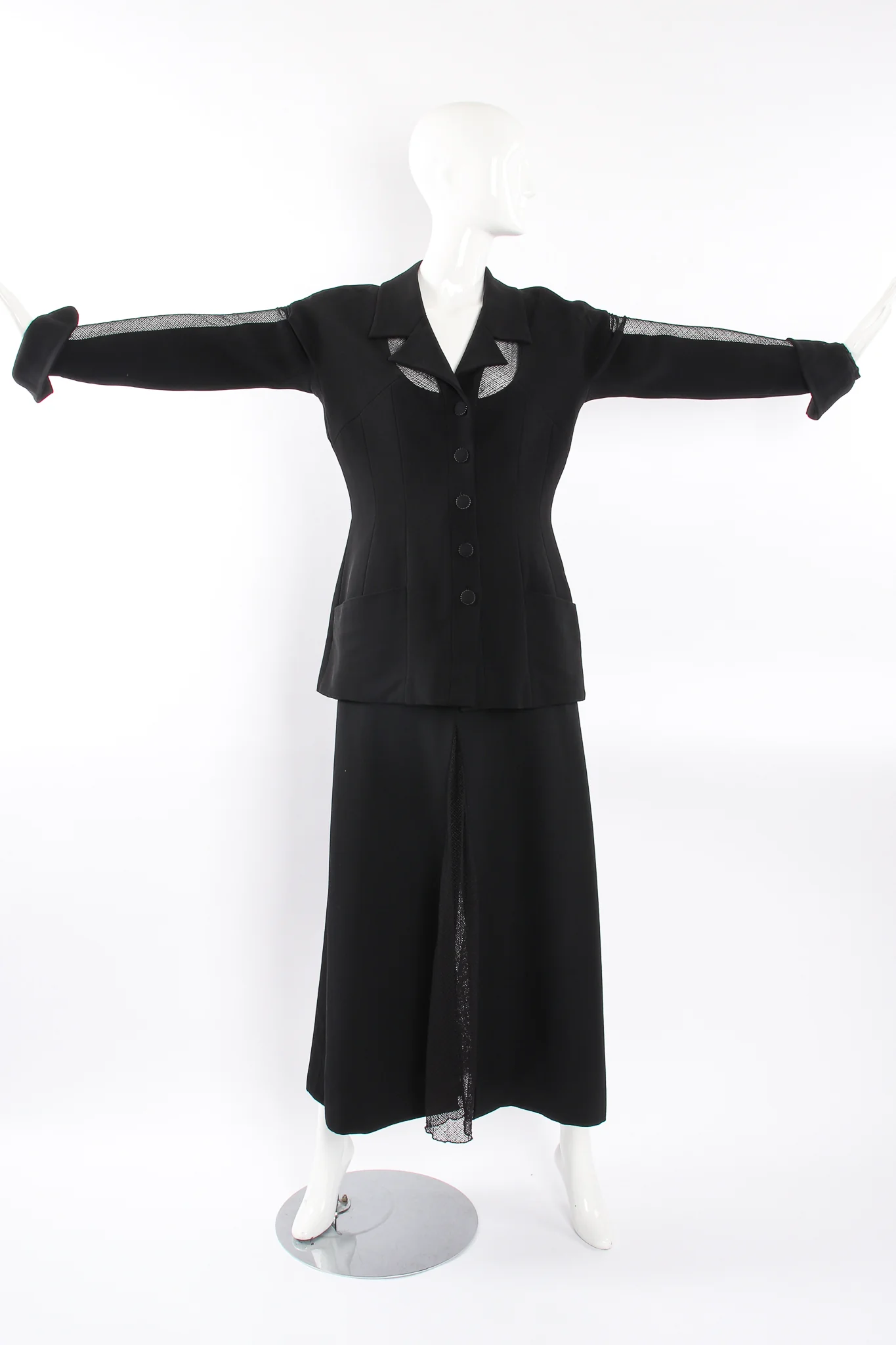 Mesh Cutout Jacket & Skirt Set - Image 8