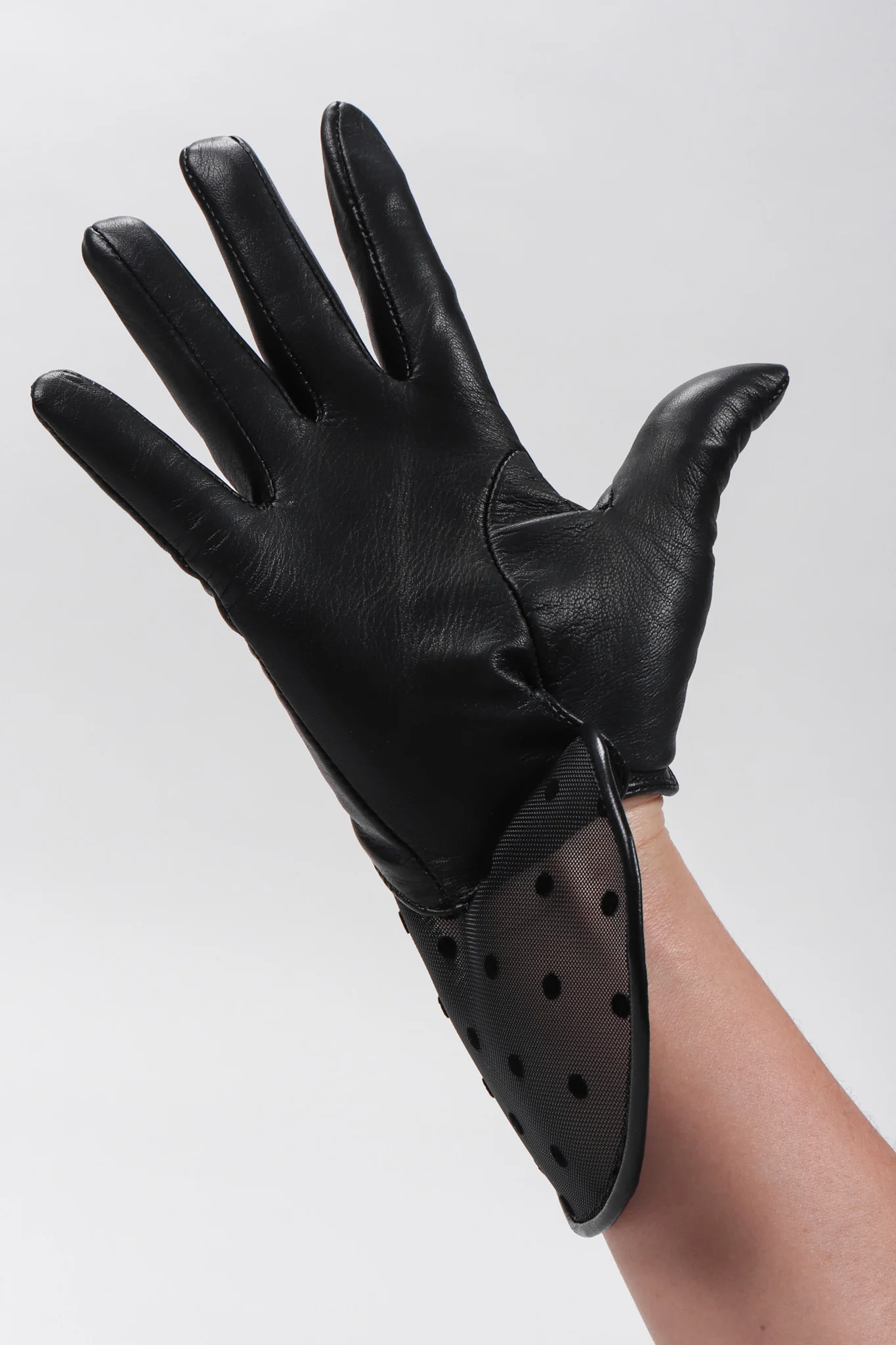 Mesh Dot Leather Gloves - Image 10