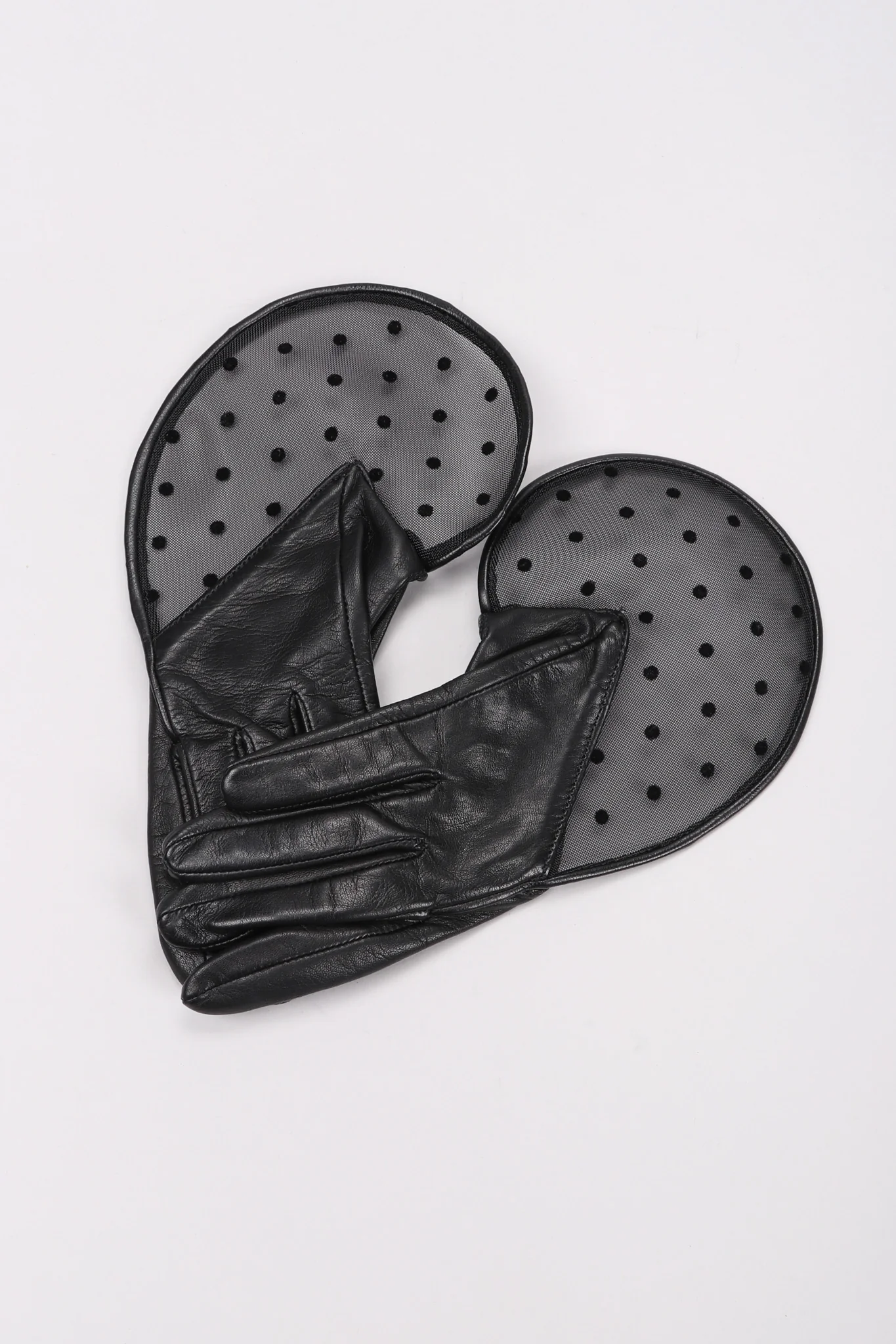 Mesh Dot Leather Gloves - Image 2