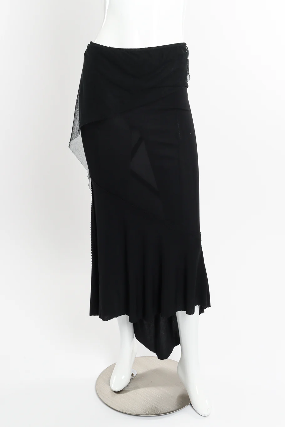 Mesh Overlay Jagged Hem Skirt