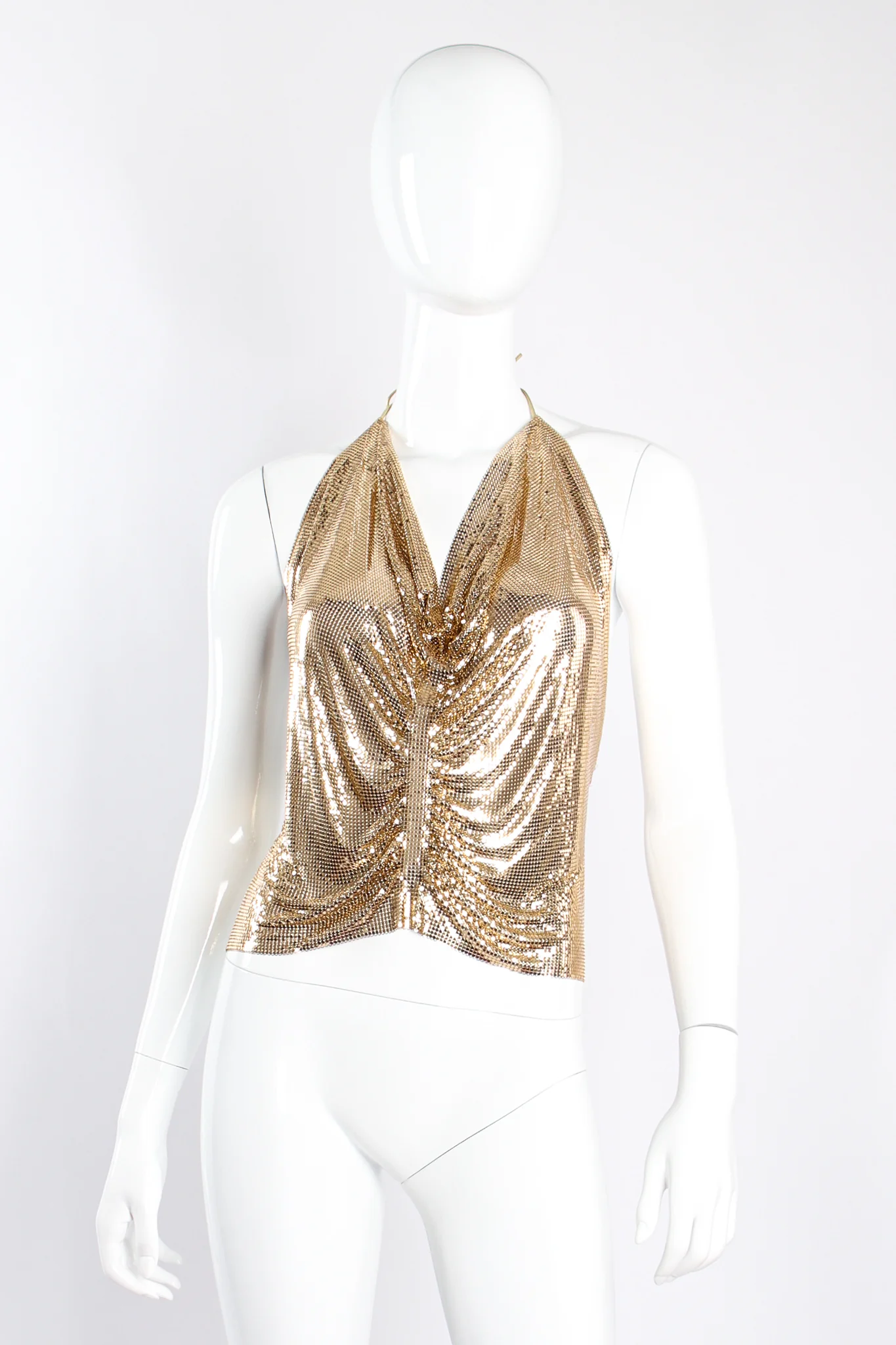 Metal Mesh Center Ruched Halter - Image 3