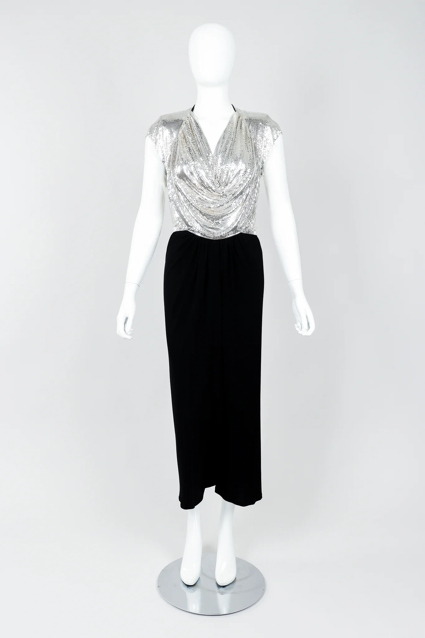 Metal Mesh Draped Cowl Dress - Image 3