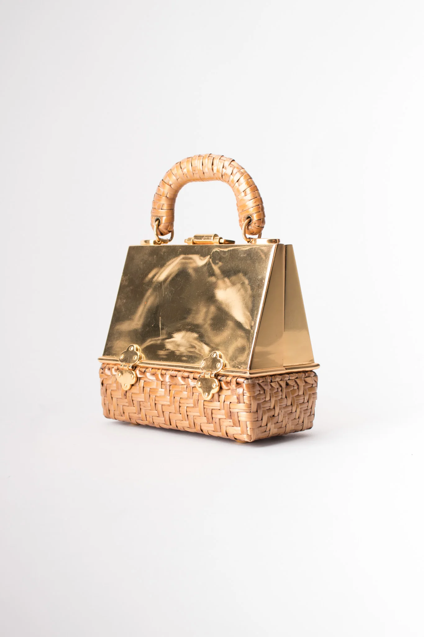 Metal Wicker A-Frame Box Bag - Image 8