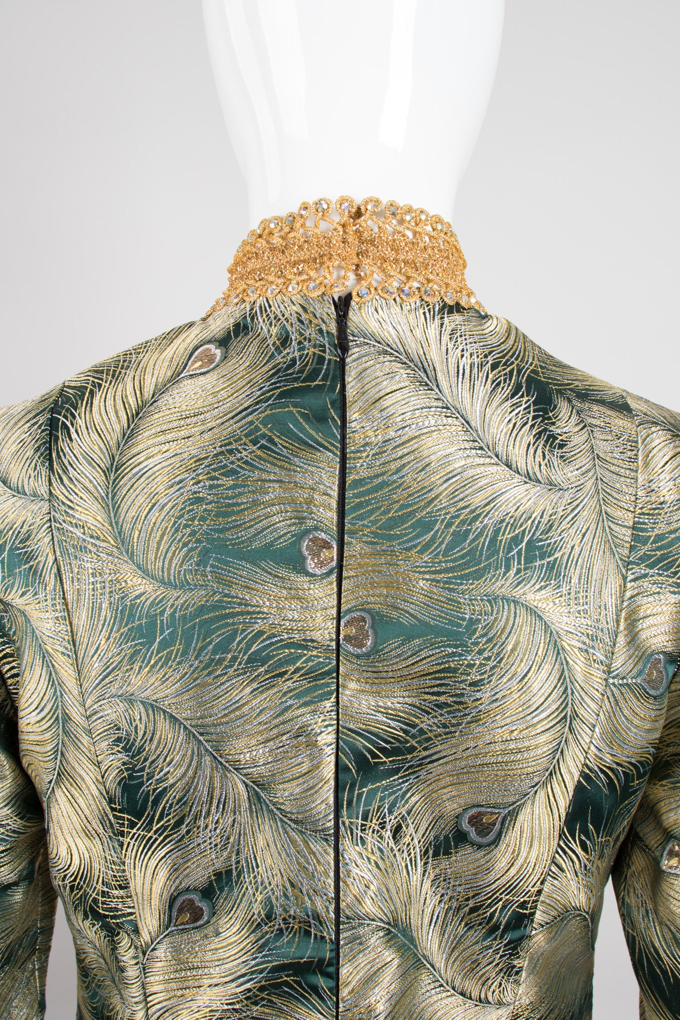 Metallic Brocade Peacock Dress - Image 7