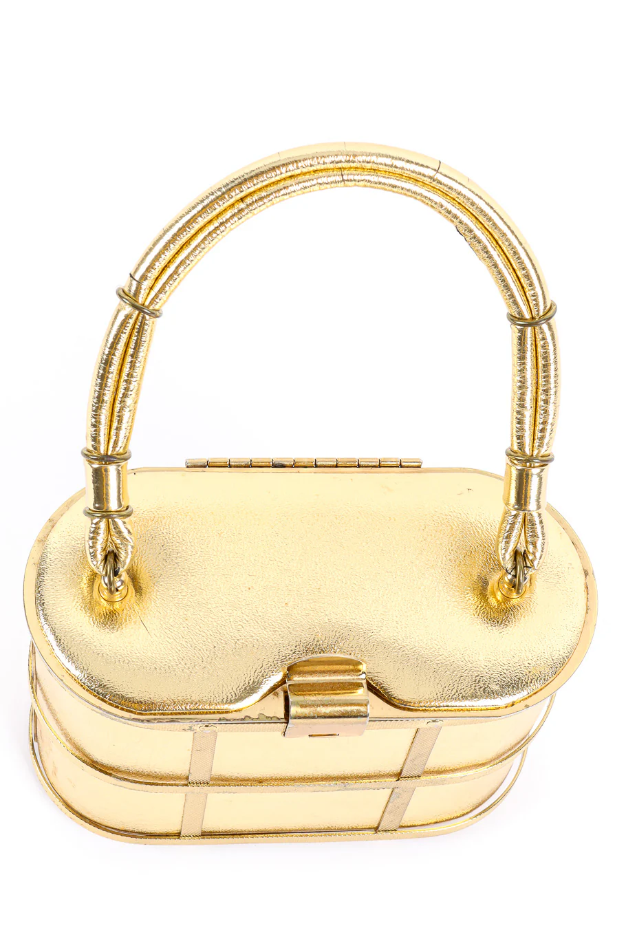 Metallic Caged Oval Box Bag - Image 6