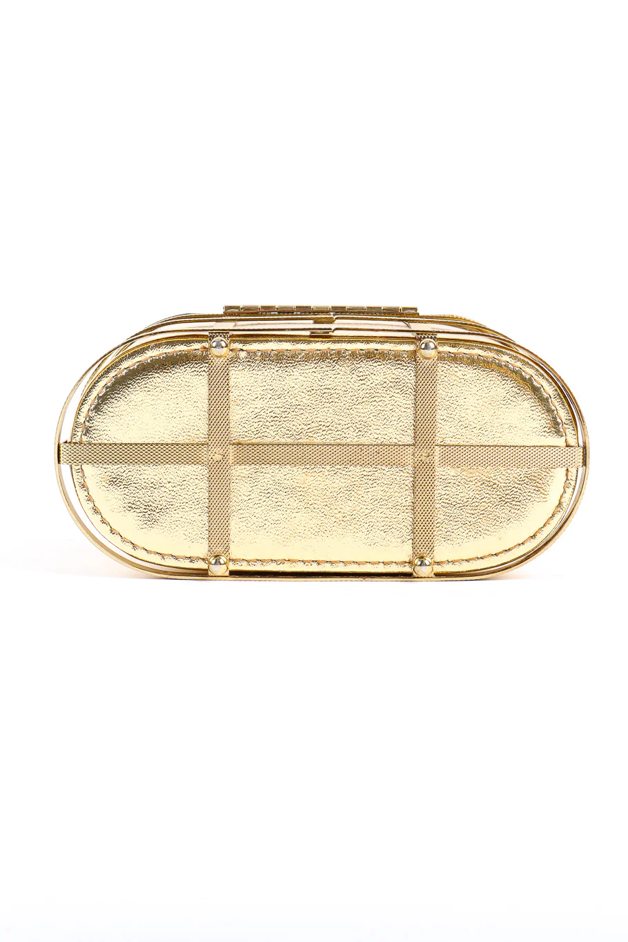 Metallic Caged Oval Box Bag - Image 7