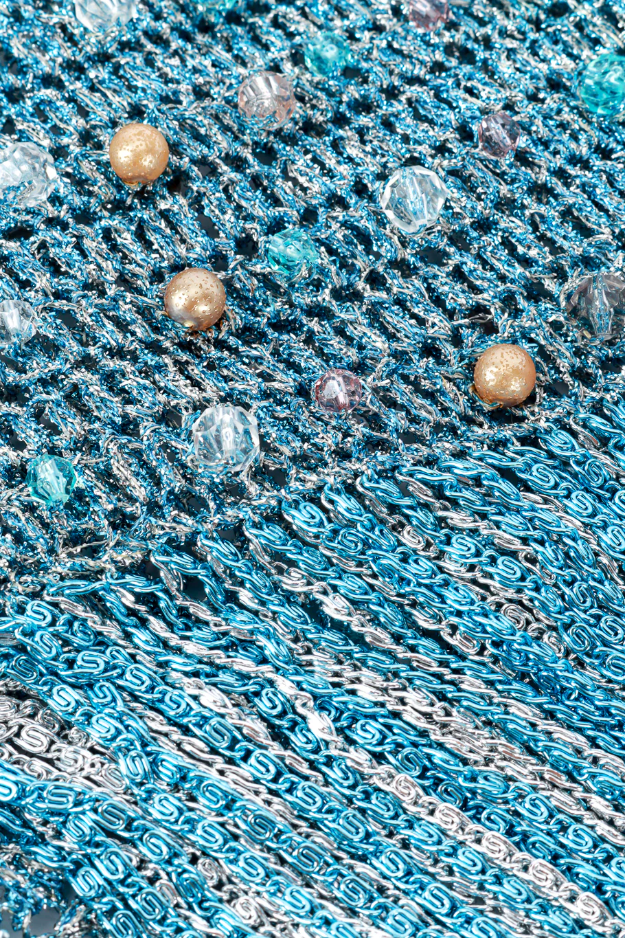 Metallic Crochet Knit Bead & Chain Crop Top - Image 6