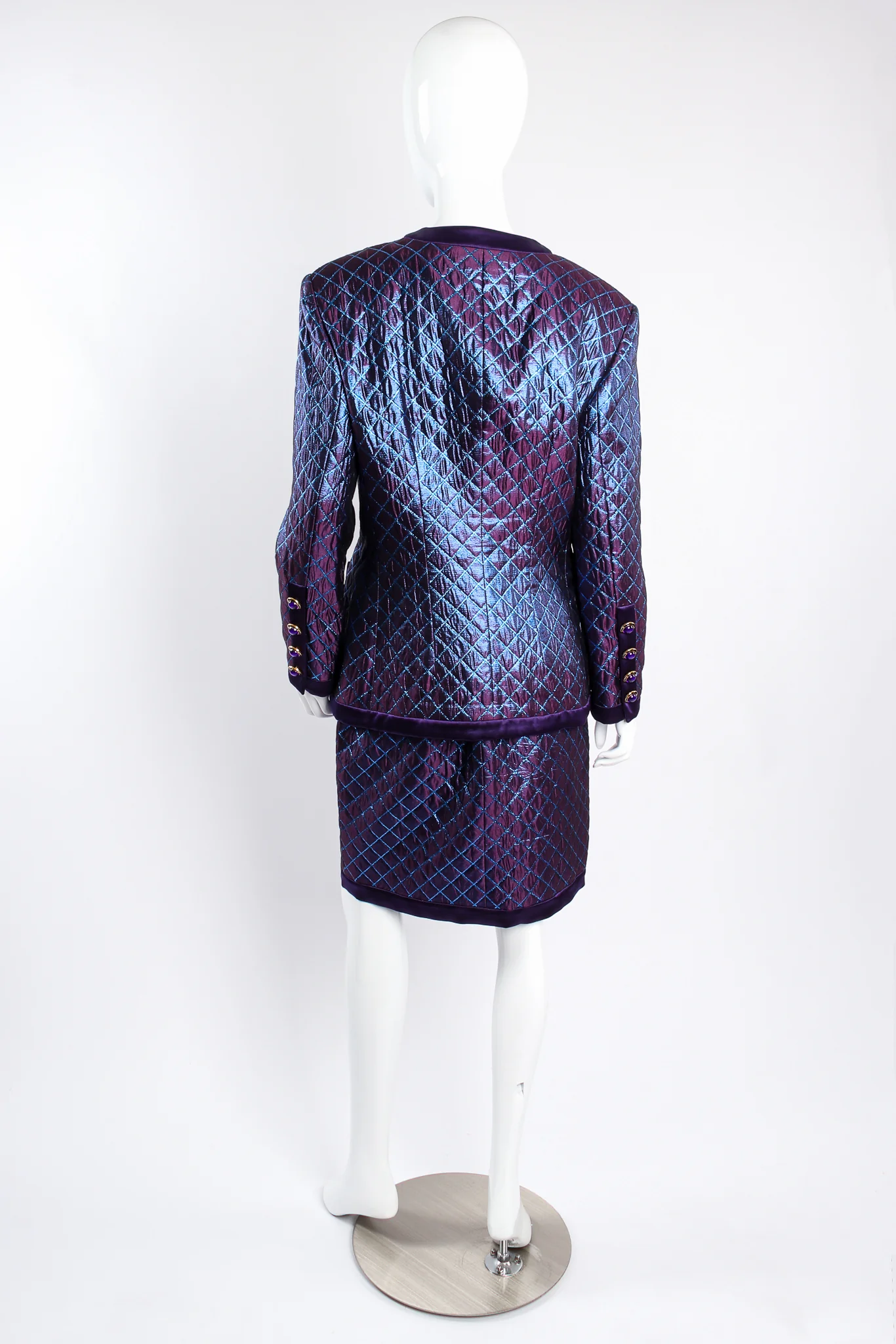 Metallic Diamond Brocade Jacket & Skirt Set - Image 4