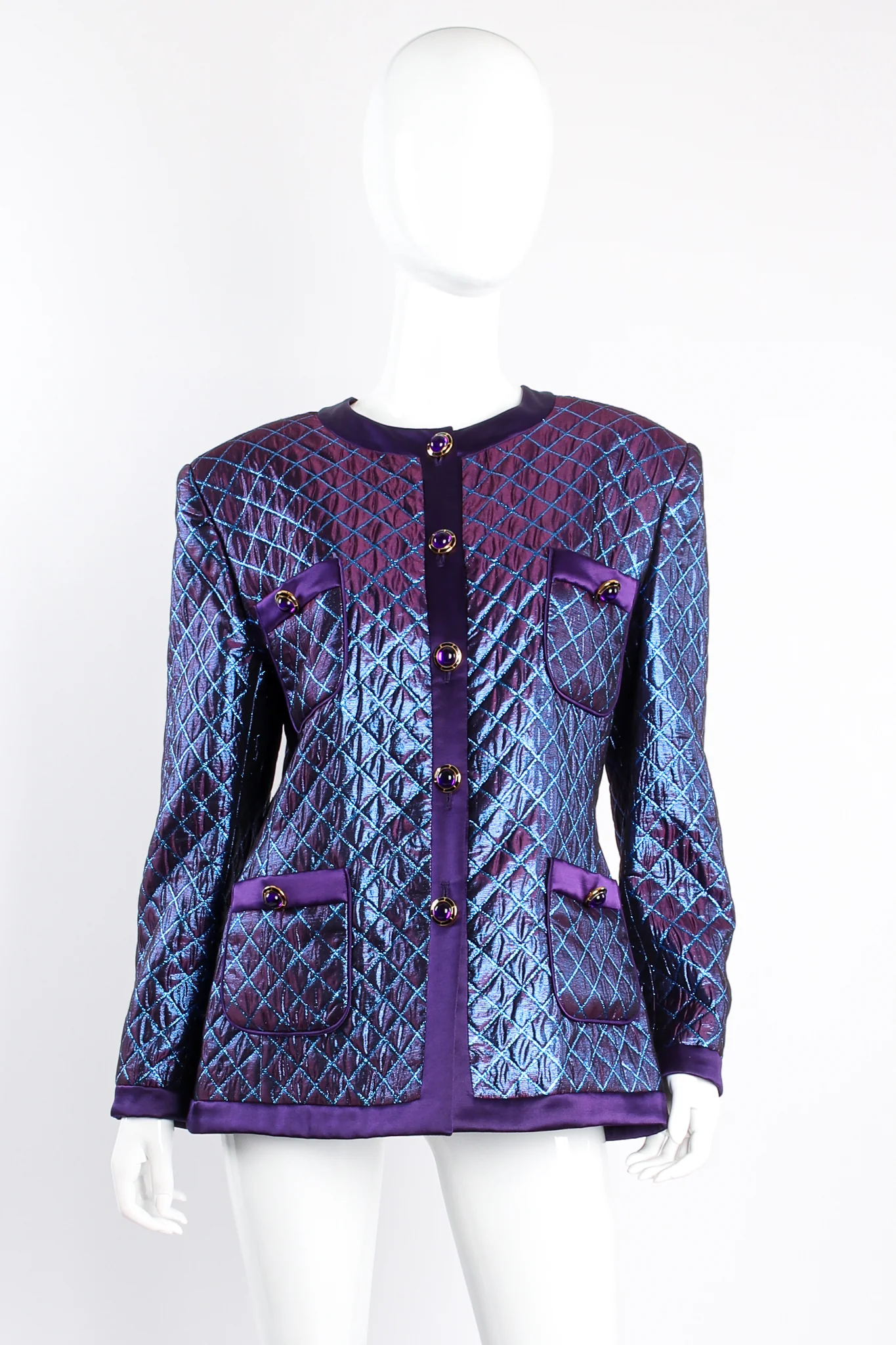 Metallic Diamond Brocade Jacket & Skirt Set - Image 5