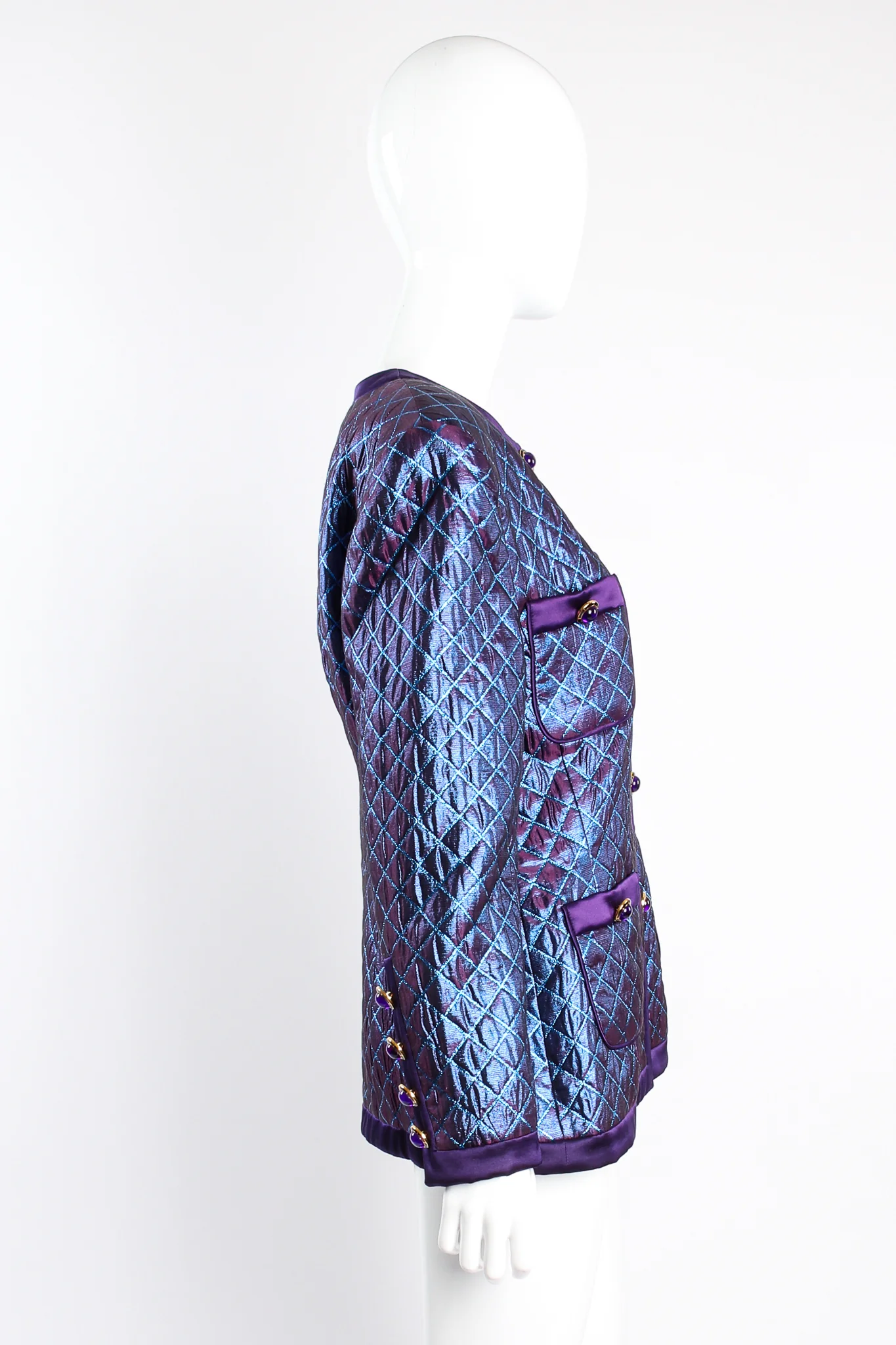 Metallic Diamond Brocade Jacket & Skirt Set - Image 6