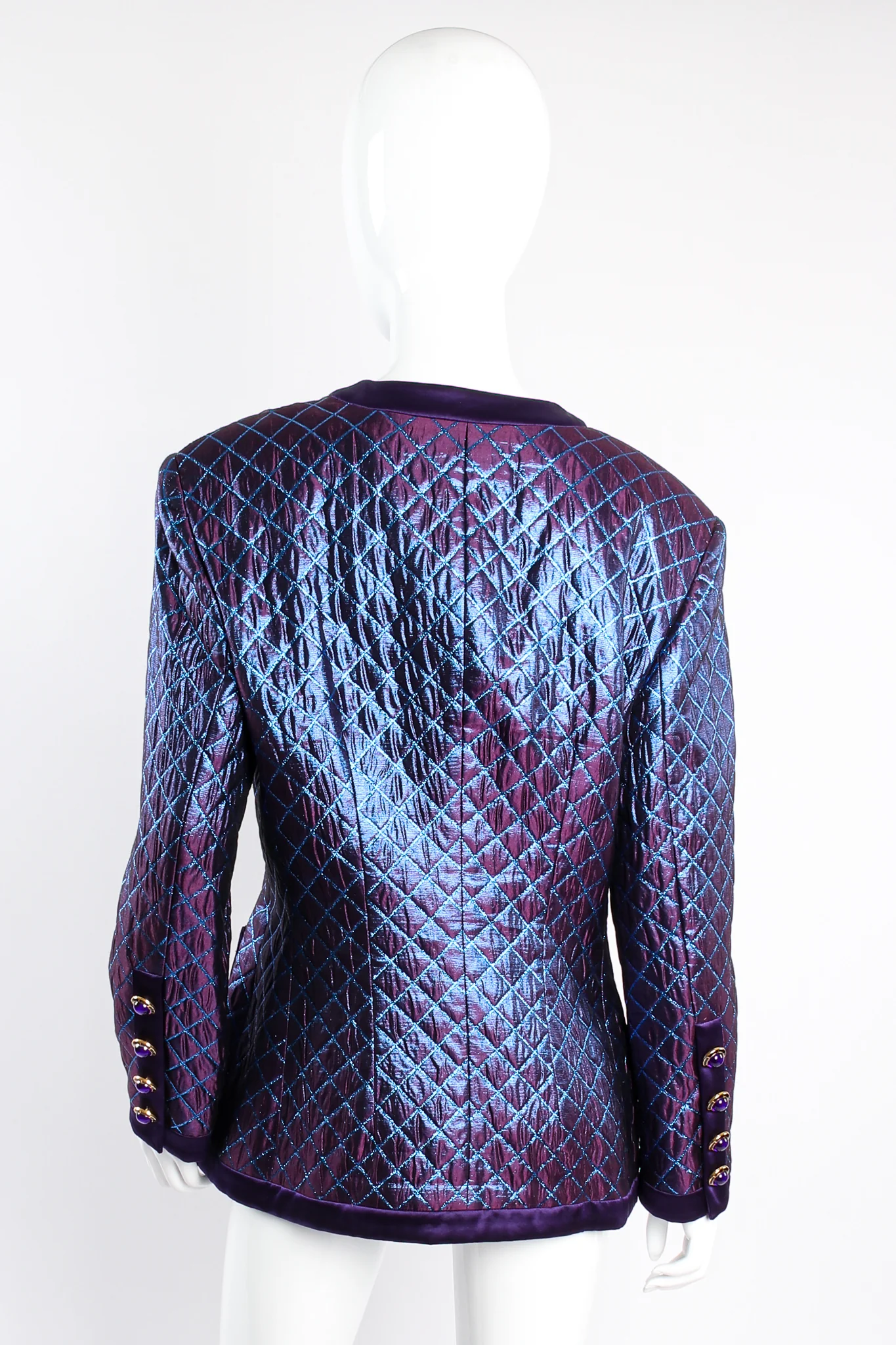 Metallic Diamond Brocade Jacket & Skirt Set - Image 7