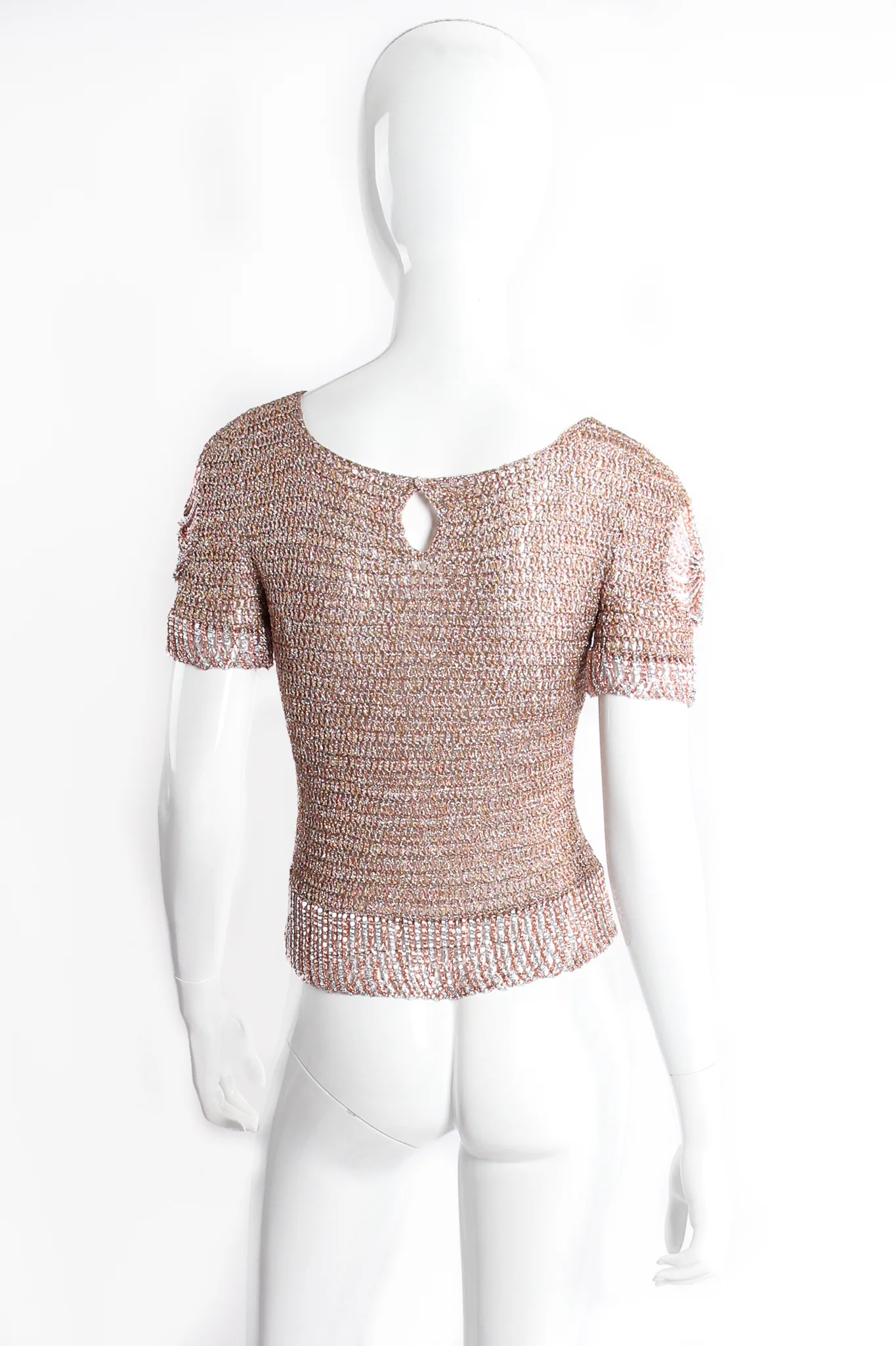 Metallic Draped Chain Cutout Top - Image 4
