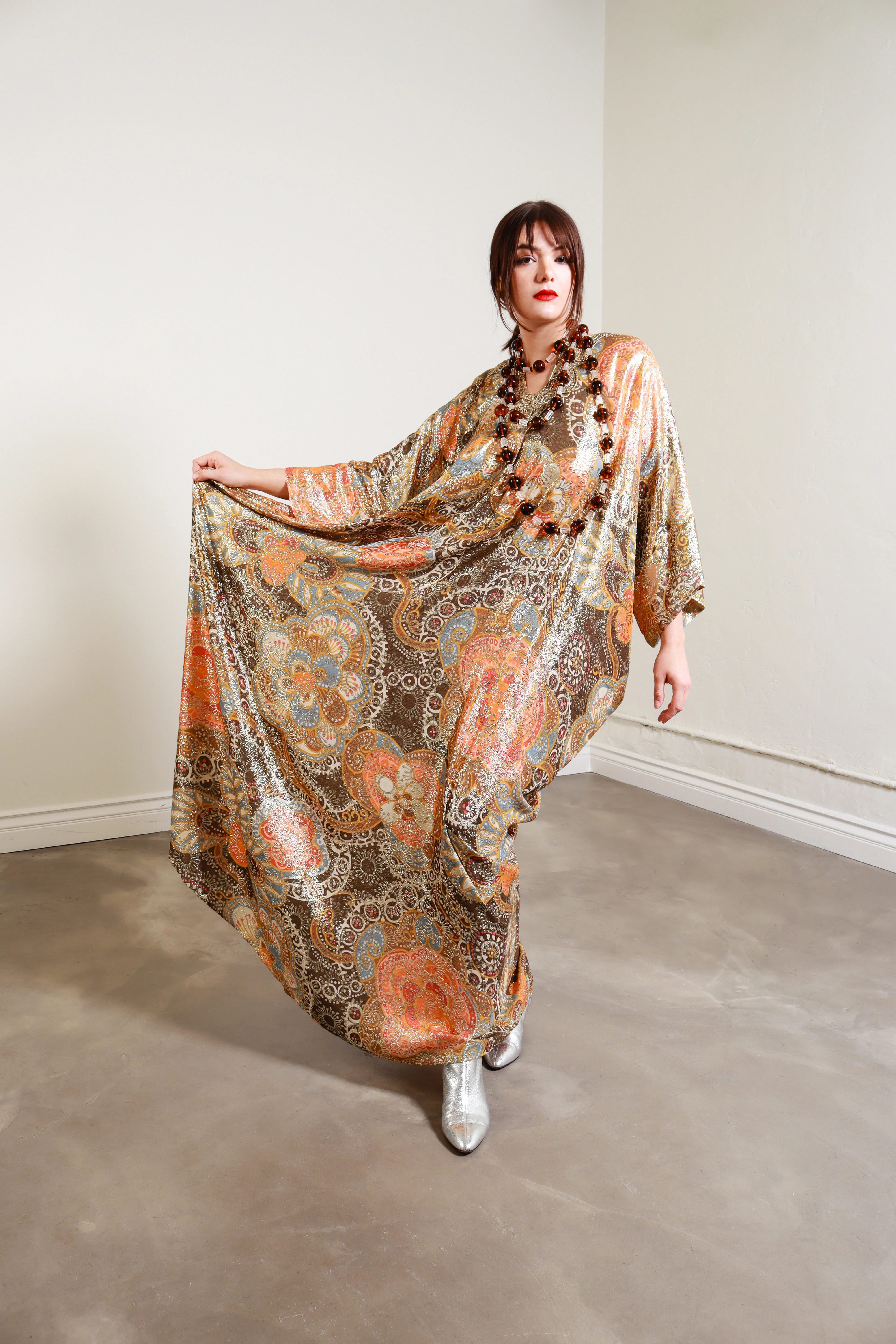 Metallic Floral Hostess Caftan - Image 2
