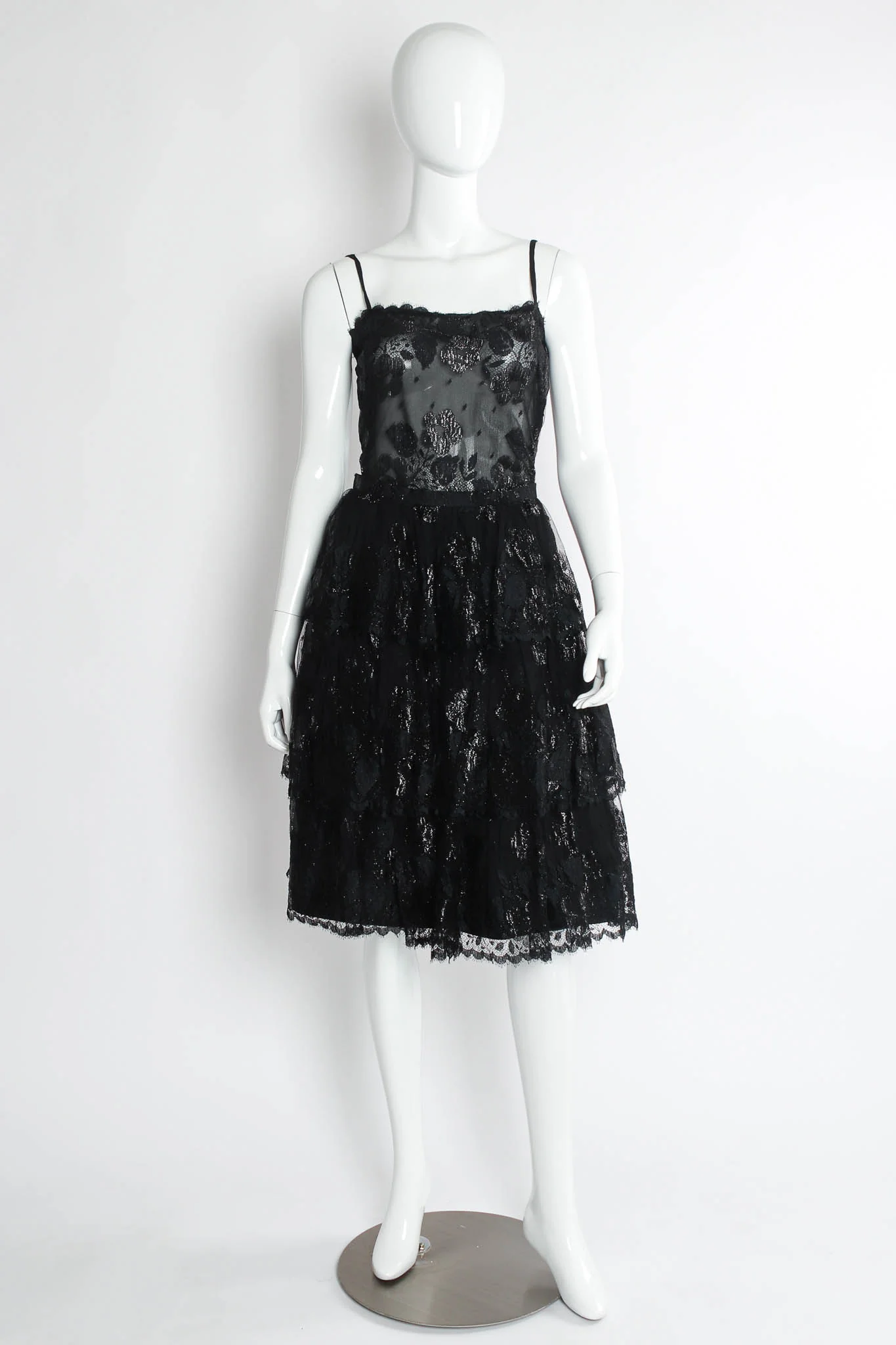 Metallic Floral Lace Top & Skirt Set