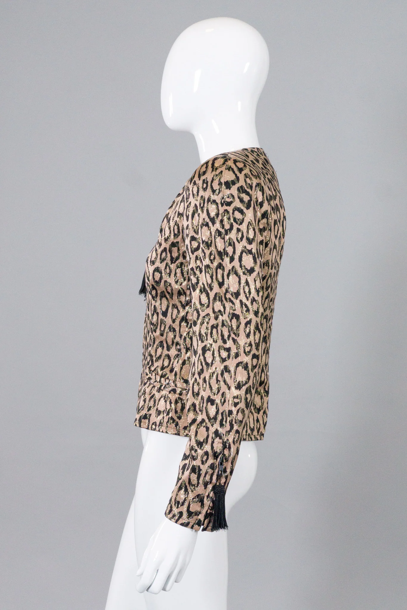 Metallic Lamé Leopard Tassel Jacket - Image 4