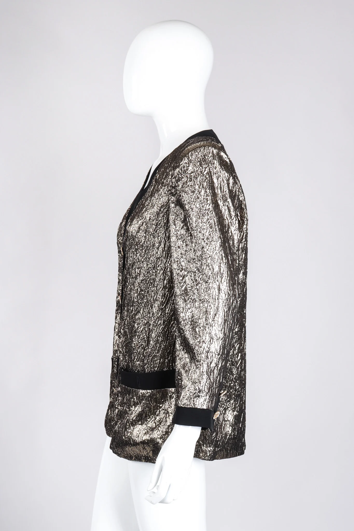 Metallic Lamé Collarless Jacket - Image 5