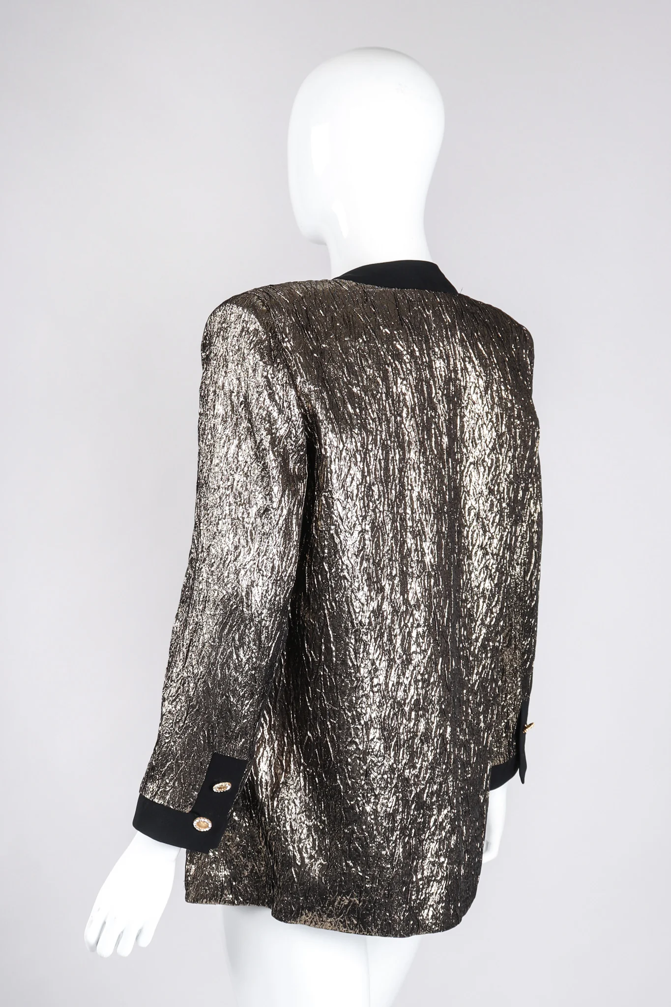 Metallic Lamé Collarless Jacket - Image 6
