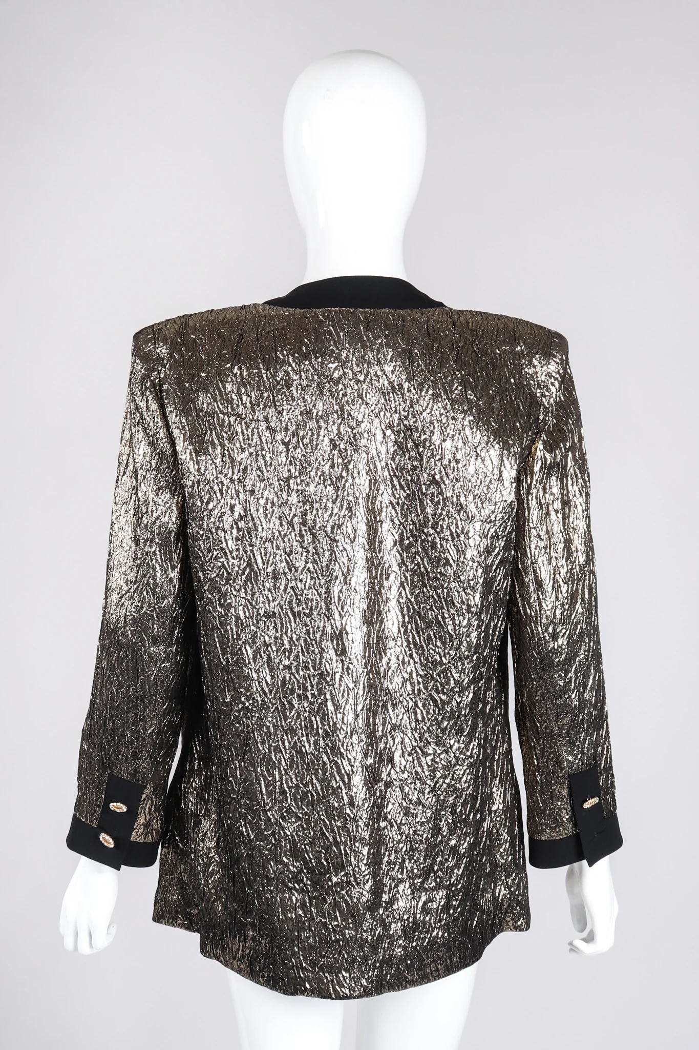Metallic Lamé Collarless Jacket - Image 7