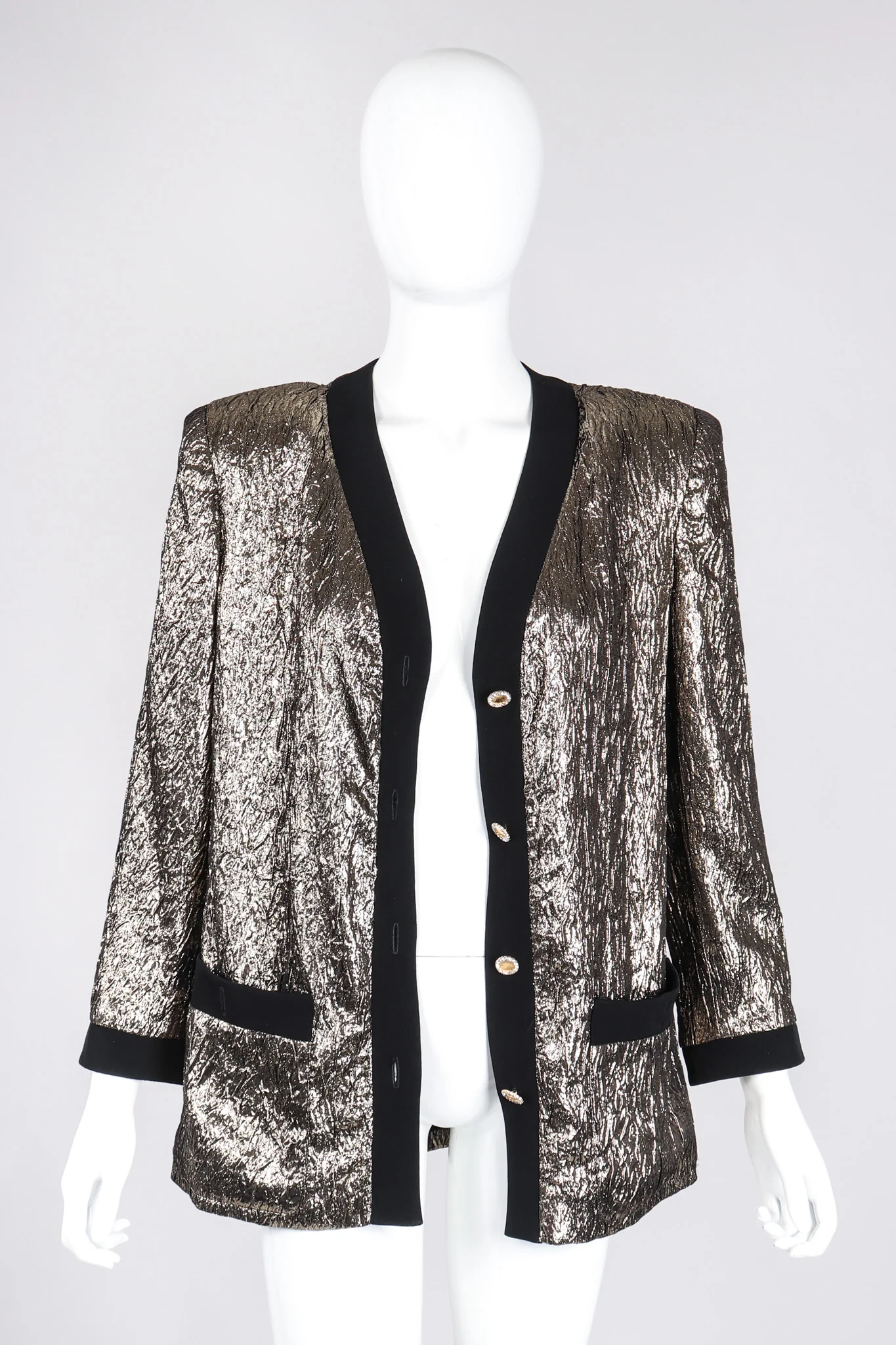 Metallic Lamé Collarless Jacket - Image 8