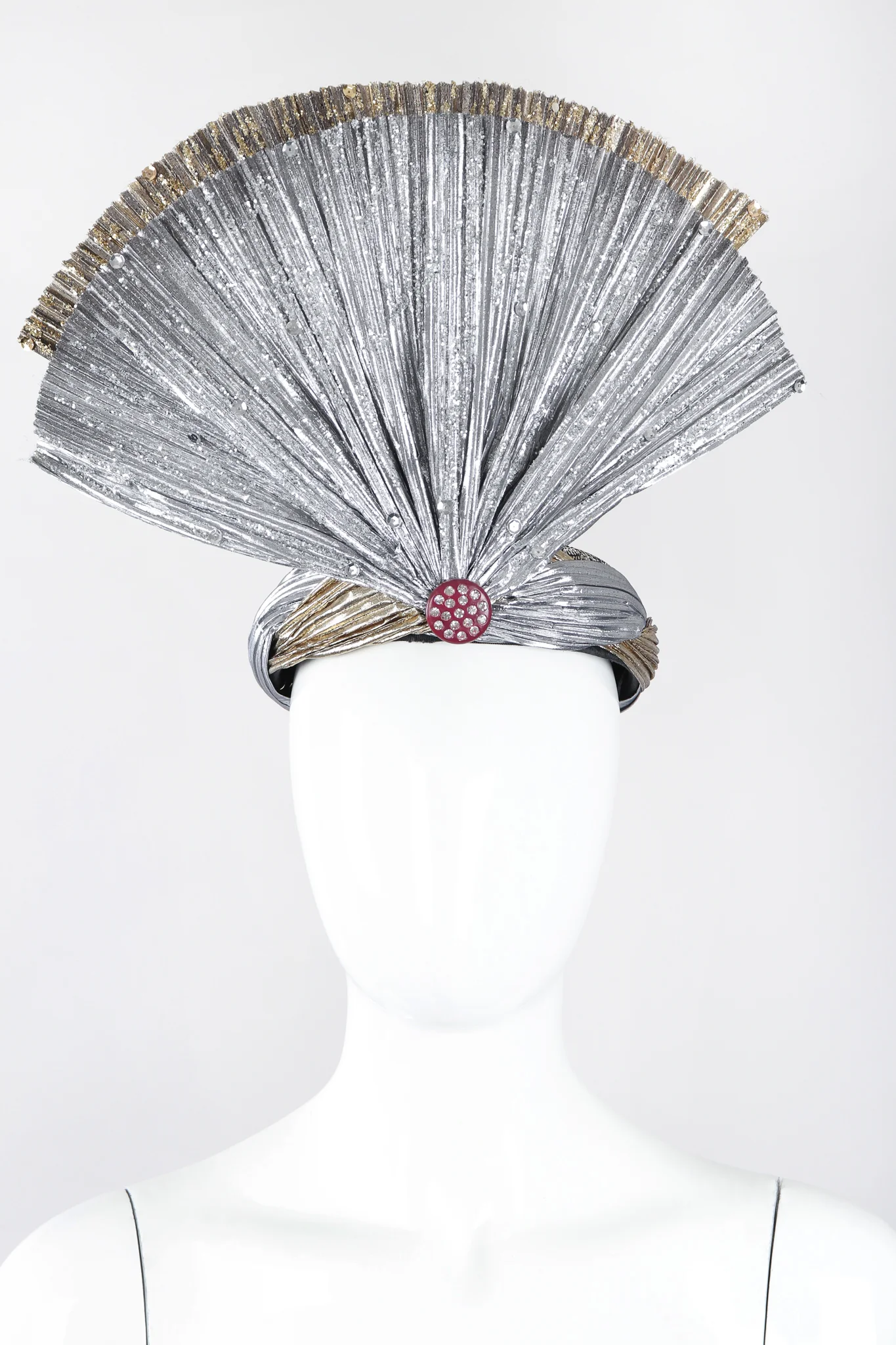 Metallic Lamé Crystal Fan Hat