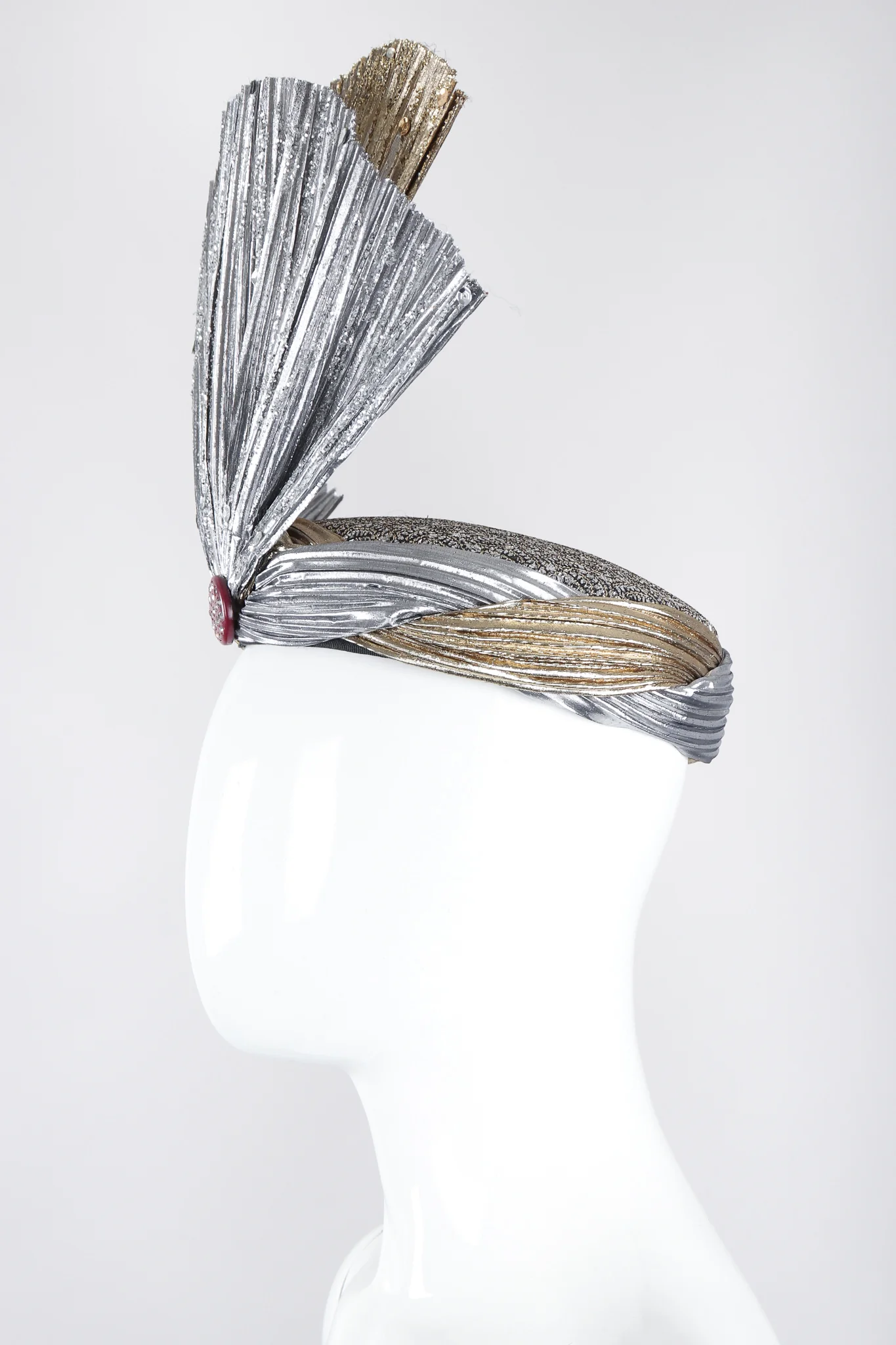 Metallic Lamé Crystal Fan Hat - Image 2