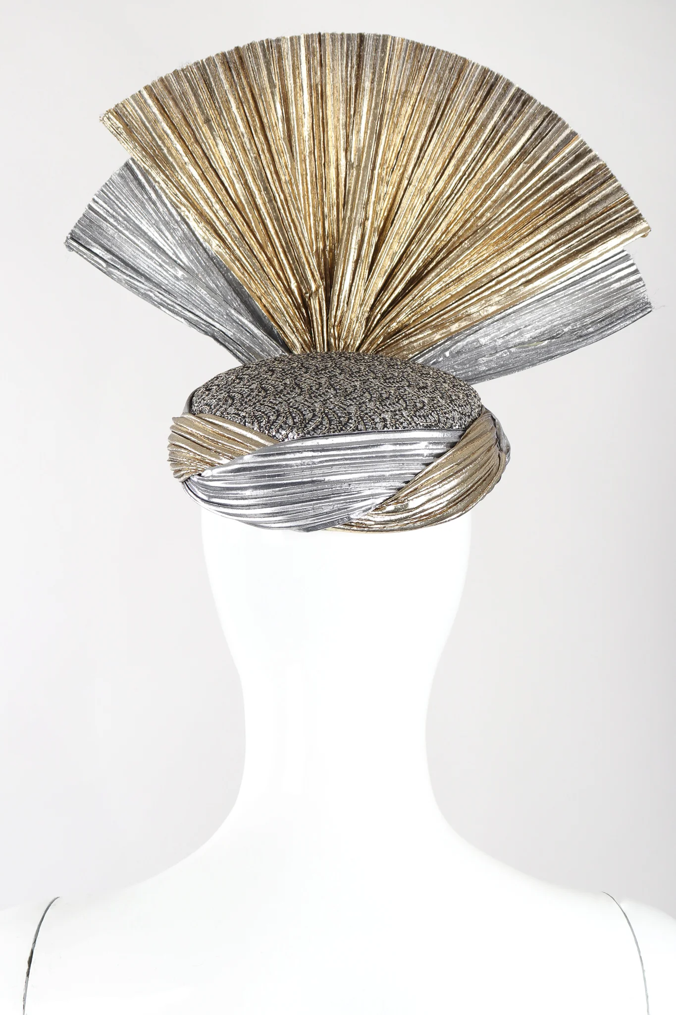 Metallic Lamé Crystal Fan Hat - Image 3