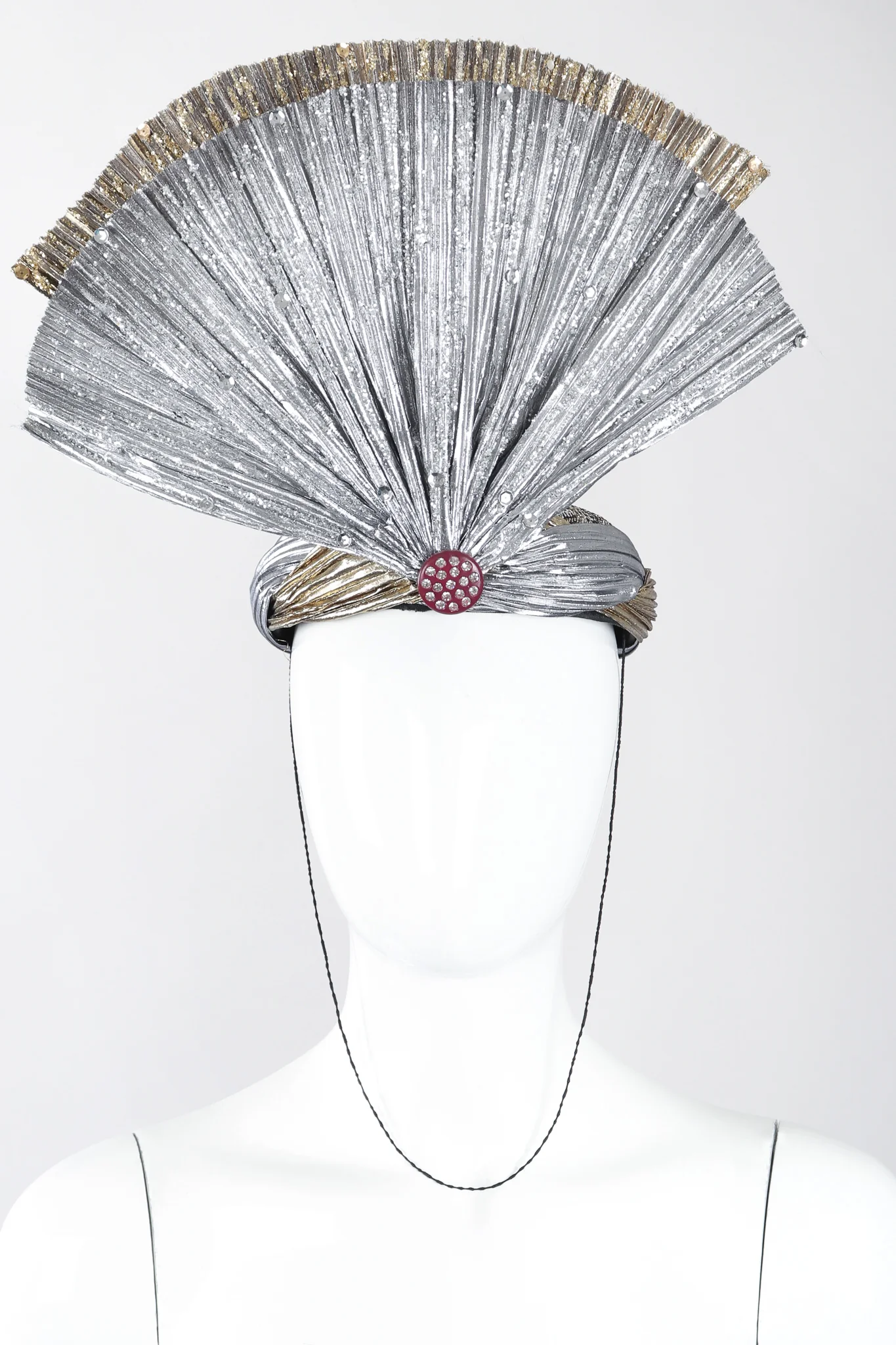 Metallic Lamé Crystal Fan Hat - Image 4