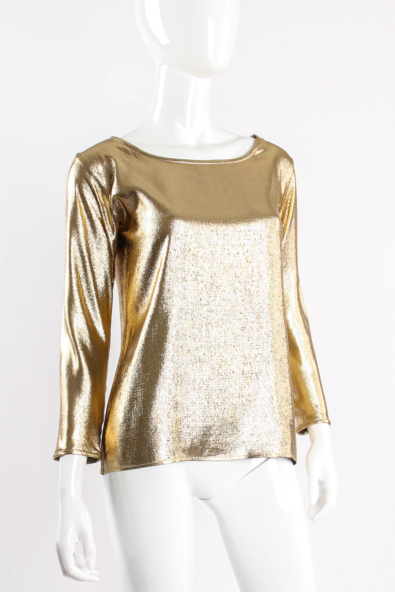 Metallic Lamé Jewel Neck Blouse - Image 2