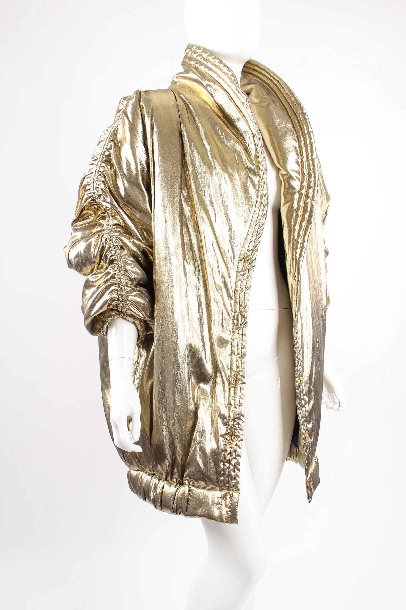 Metallic Lamé Puffer Coat