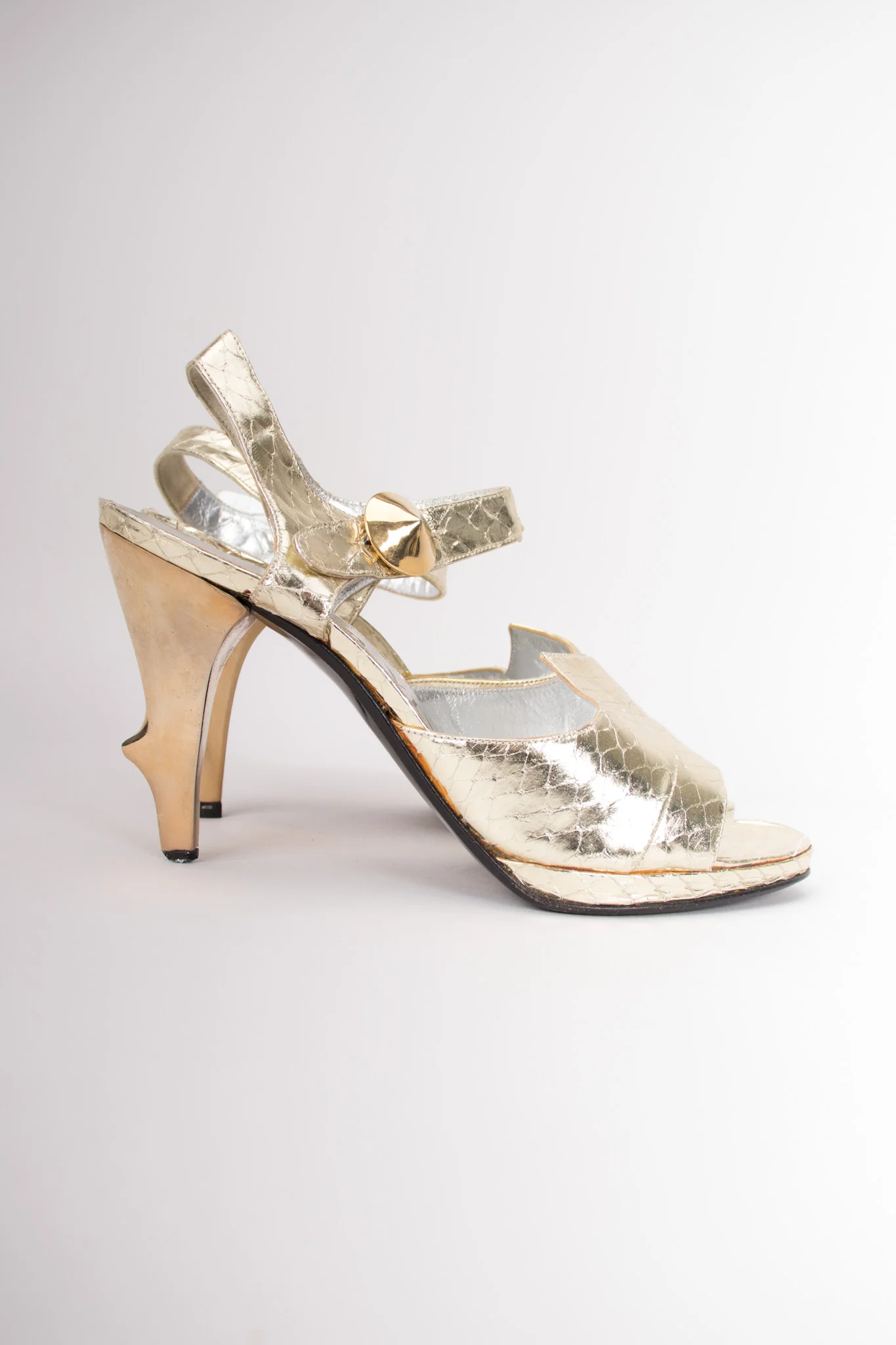 Snakeskin Sculpture Heels - Image 8