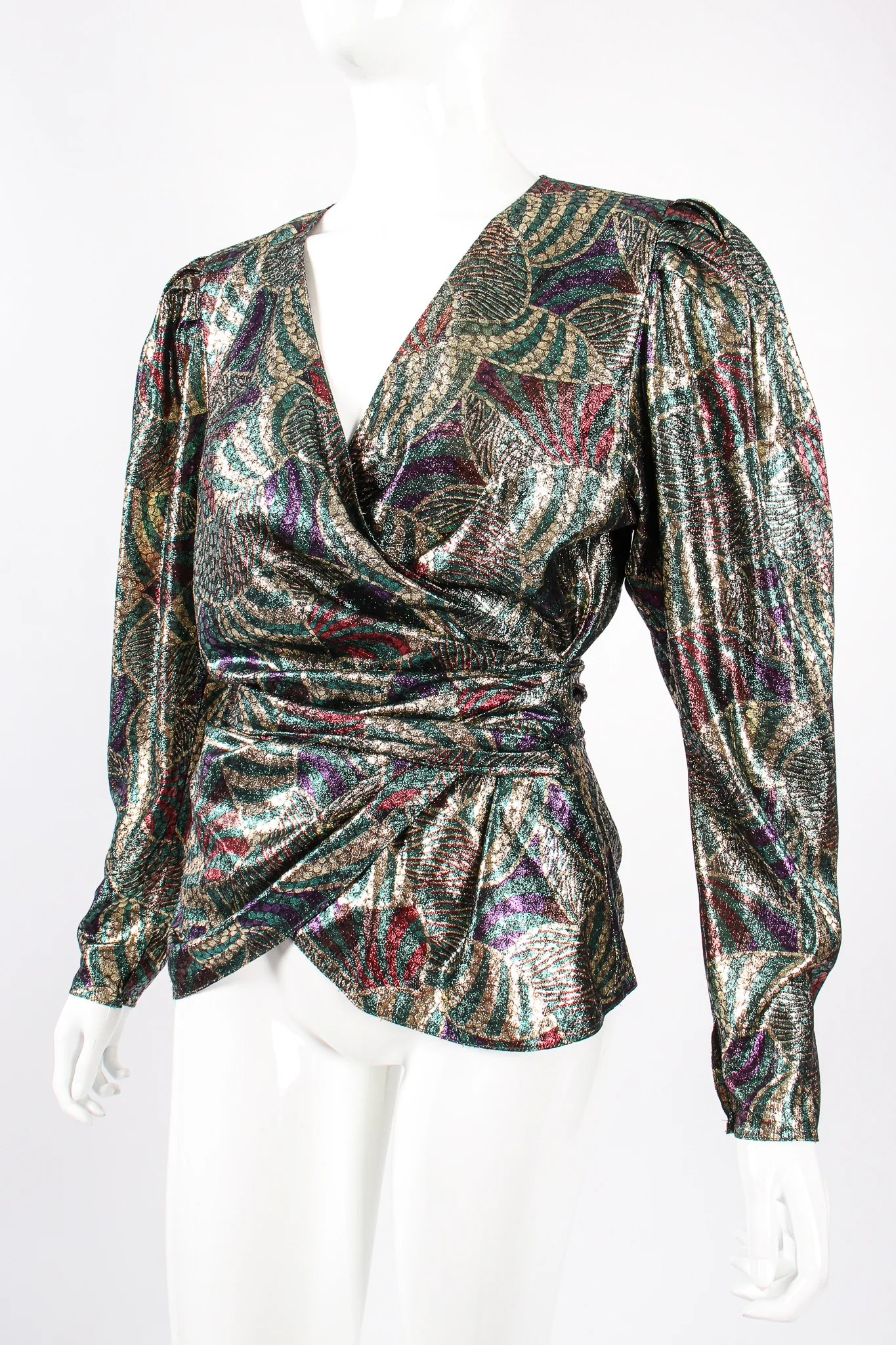 Metallic Mardi Gras Wrap Blouse - Image 2