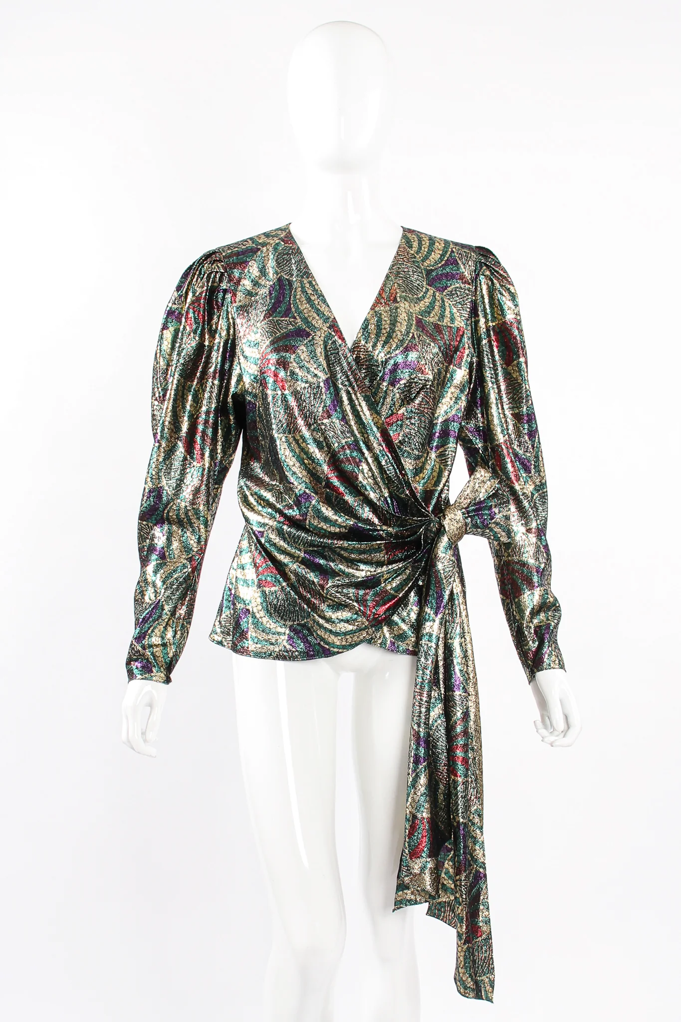 Metallic Mardi Gras Wrap Blouse - Image 5