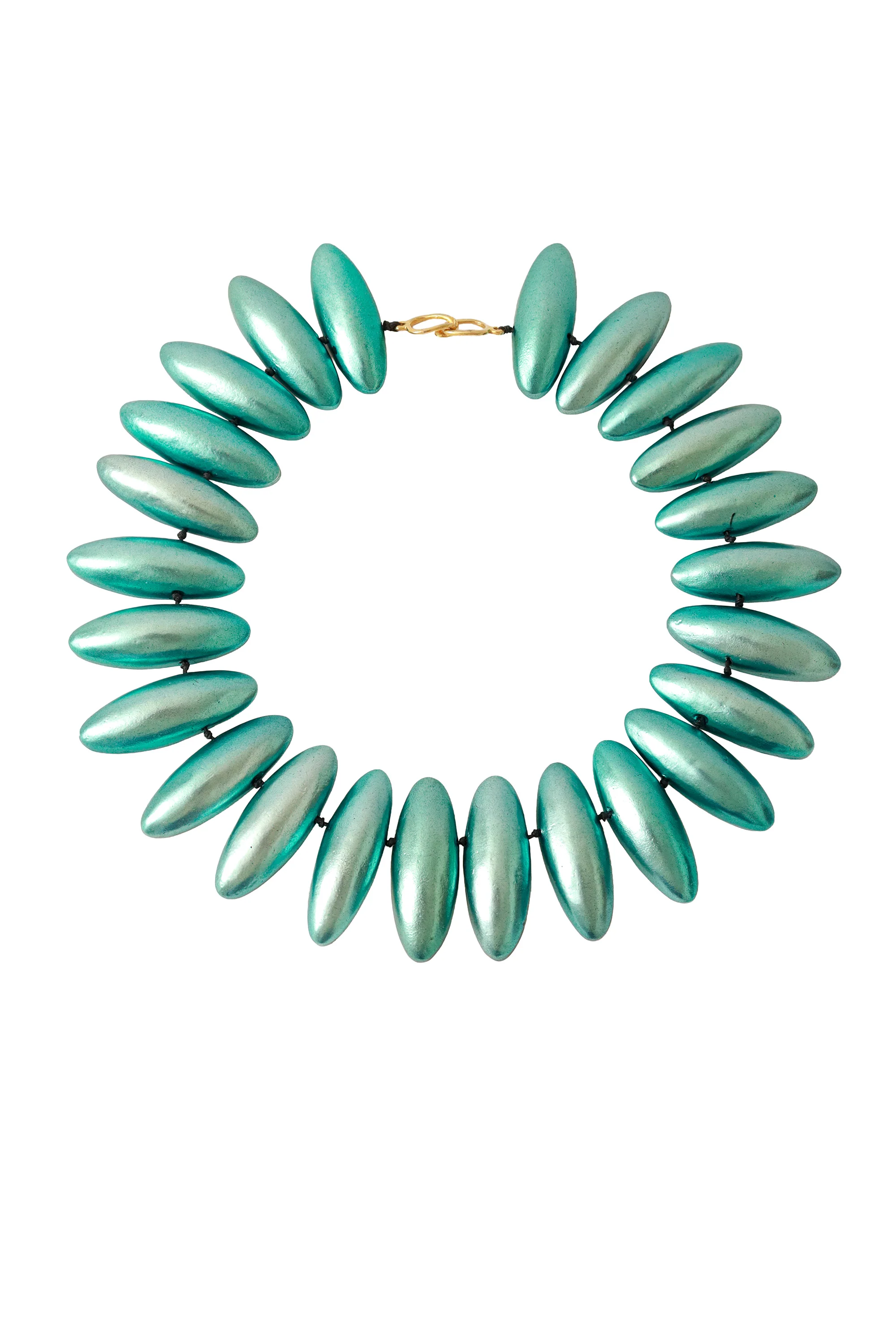 Metallic Oval Collar Necklace