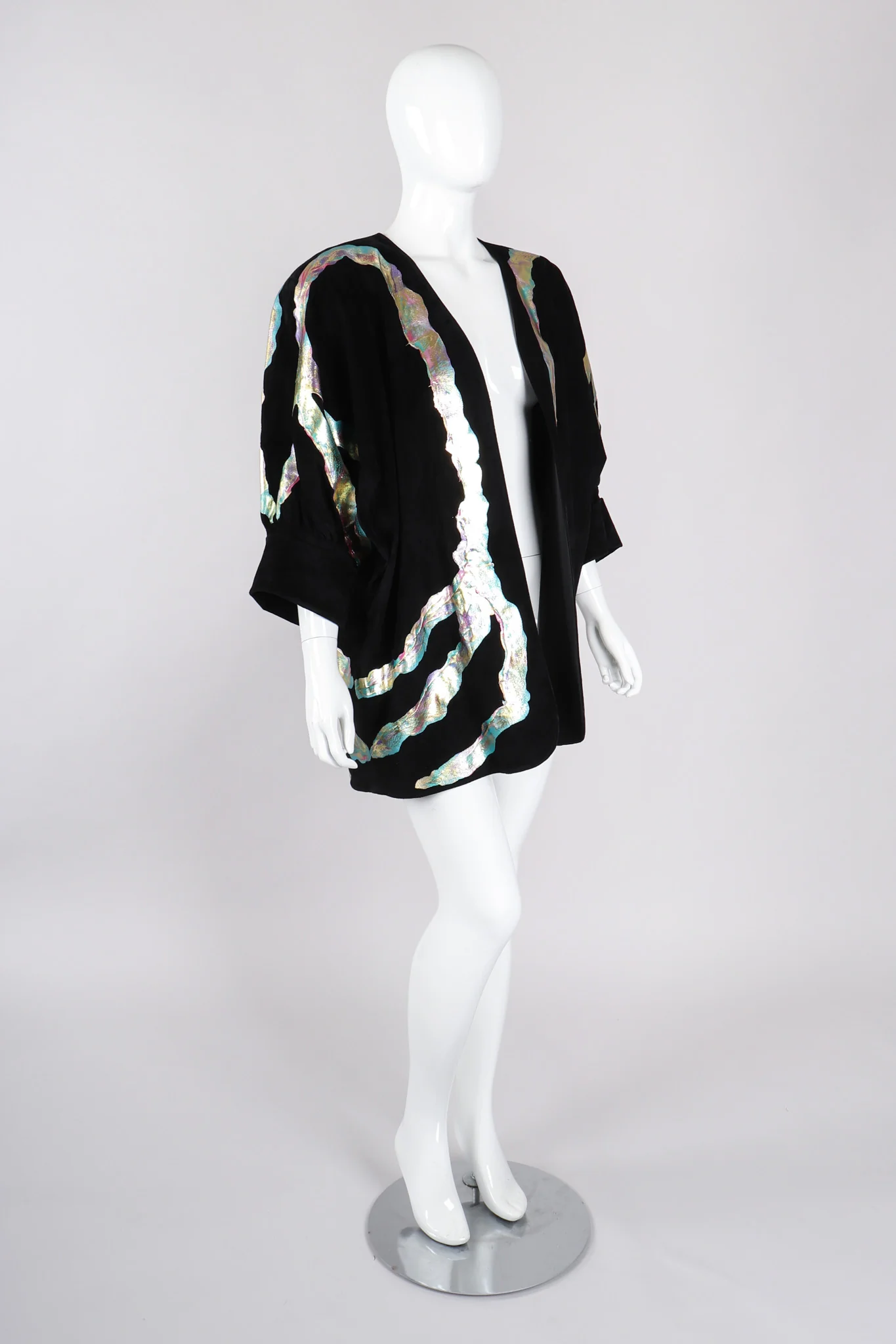 Belted Metallic Paint Pour Jacket - Image 3