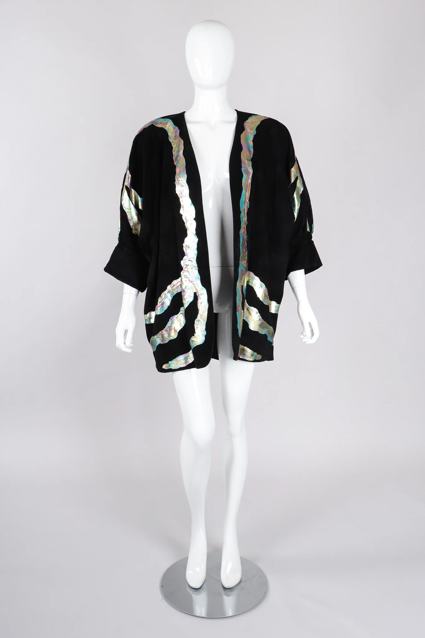 Belted Metallic Paint Pour Jacket - Image 4