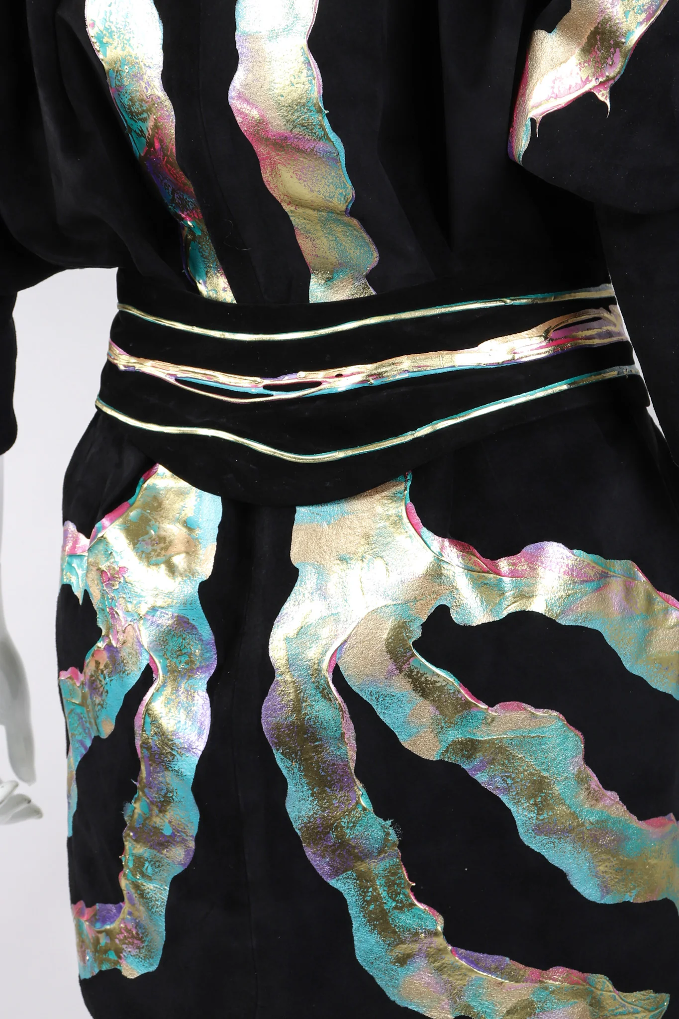 Belted Metallic Paint Pour Jacket - Image 9