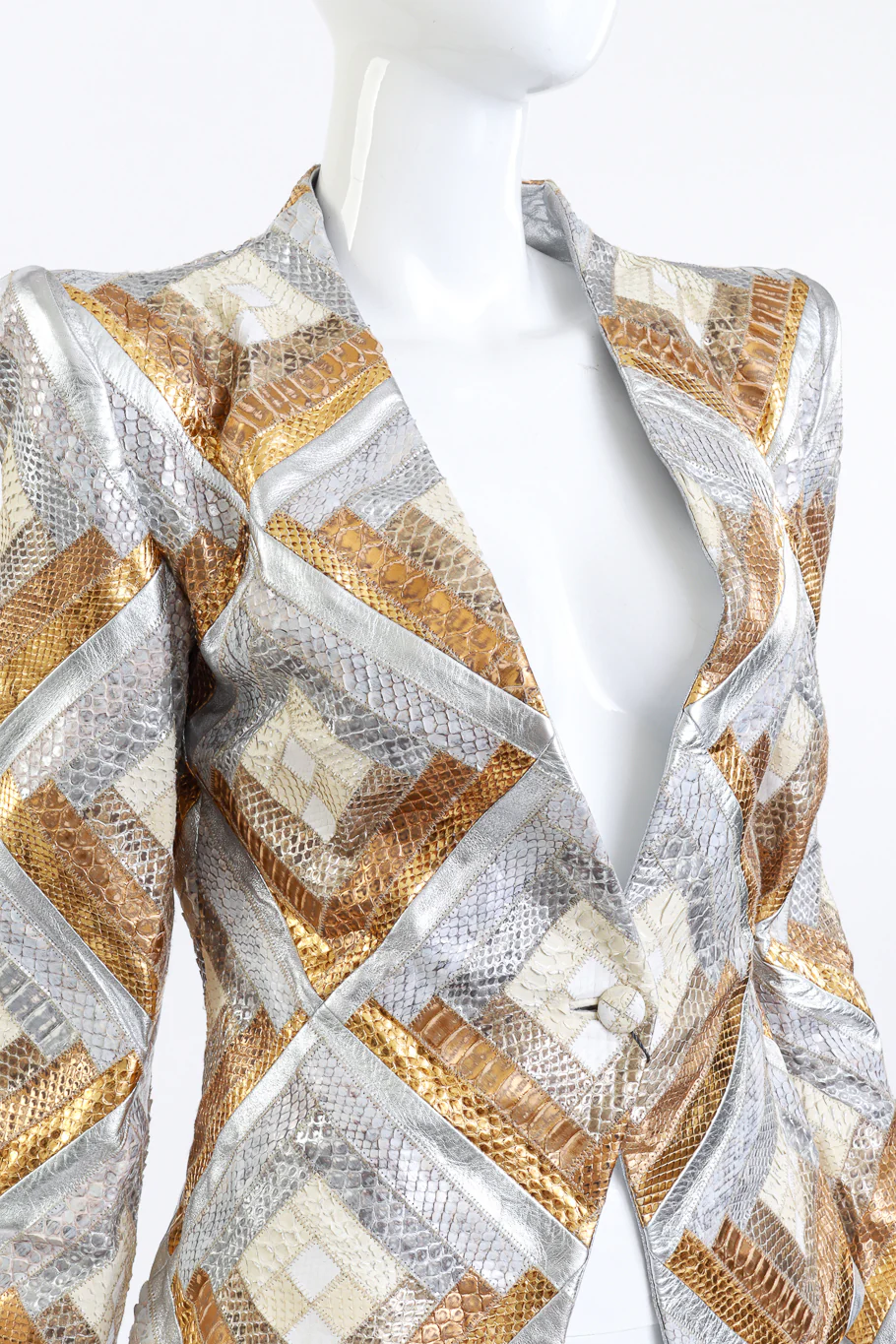 Metallic Patchwork Python Blazer - Image 4