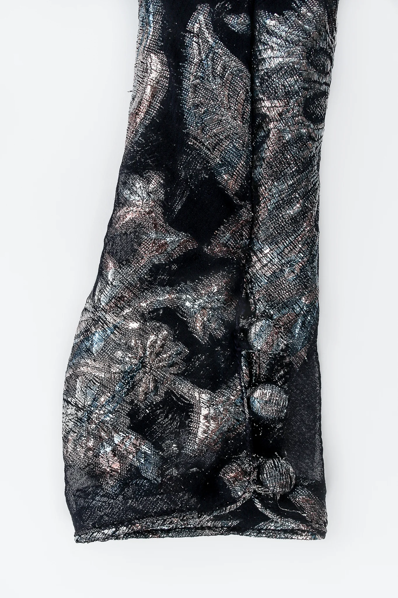 Metallic Peacock Silk Chiffon Dress - Image 7